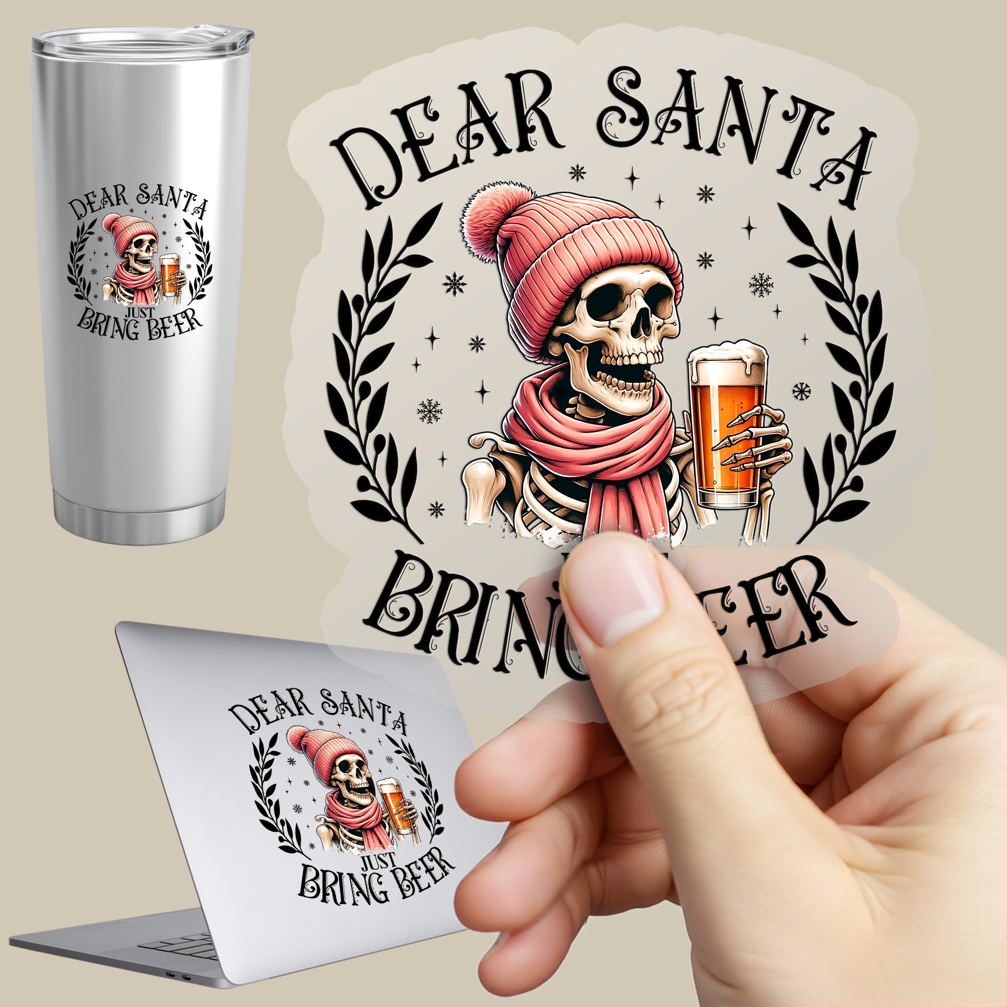 Permanent Sticker Schädel Just bring Beer