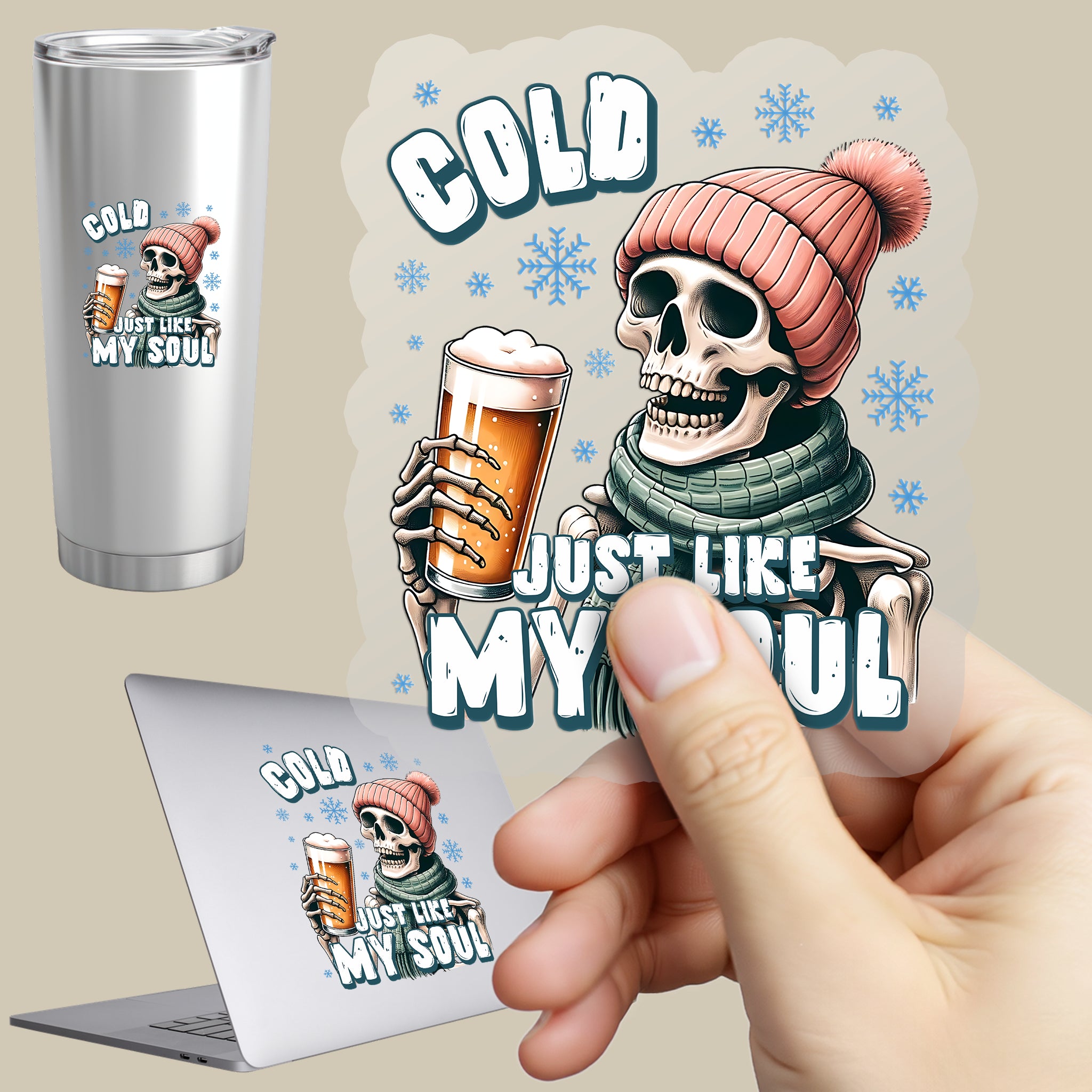 Permanent Sticker Schädel Cold just like my Soul