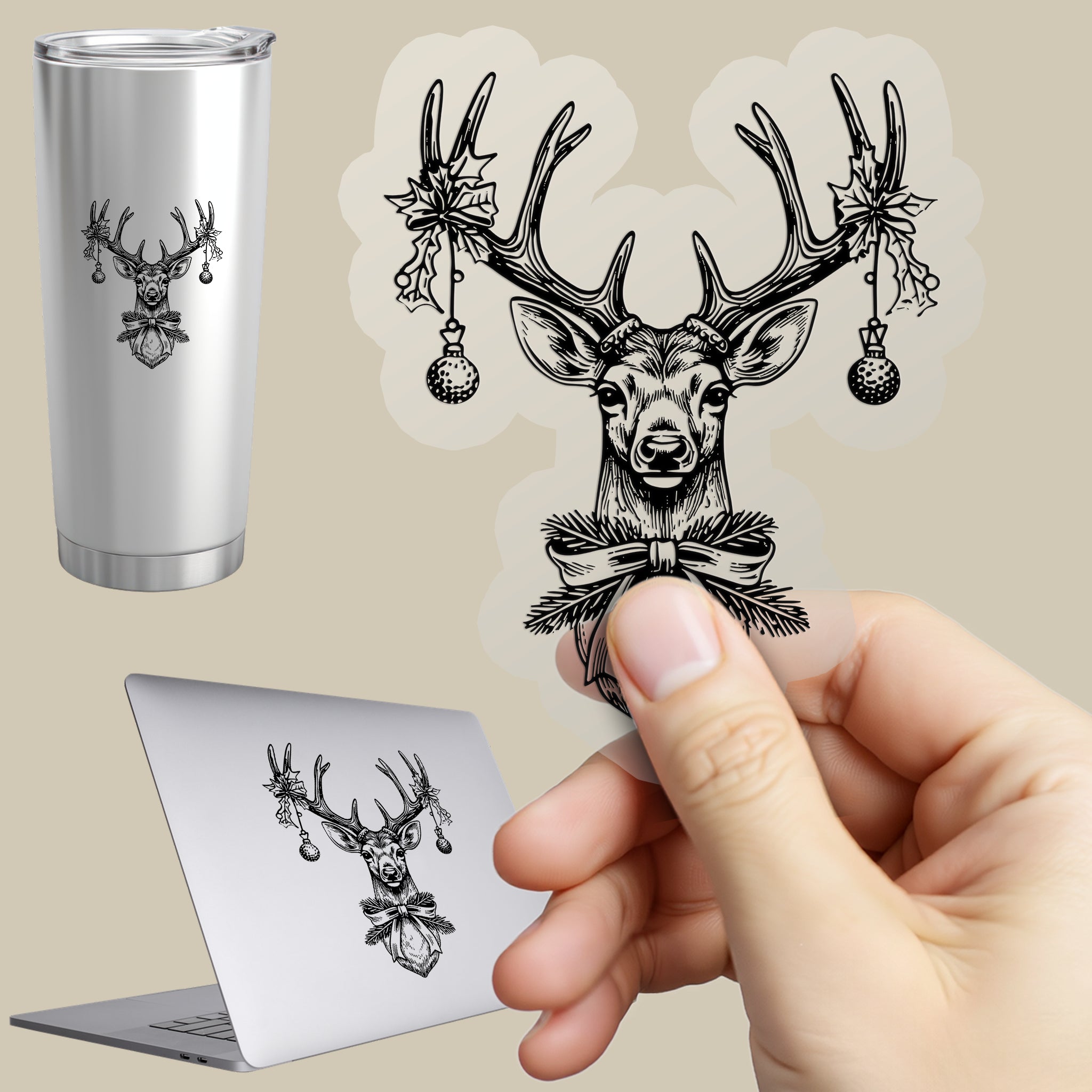 Permanent Sticker Minimalistisches Rentier