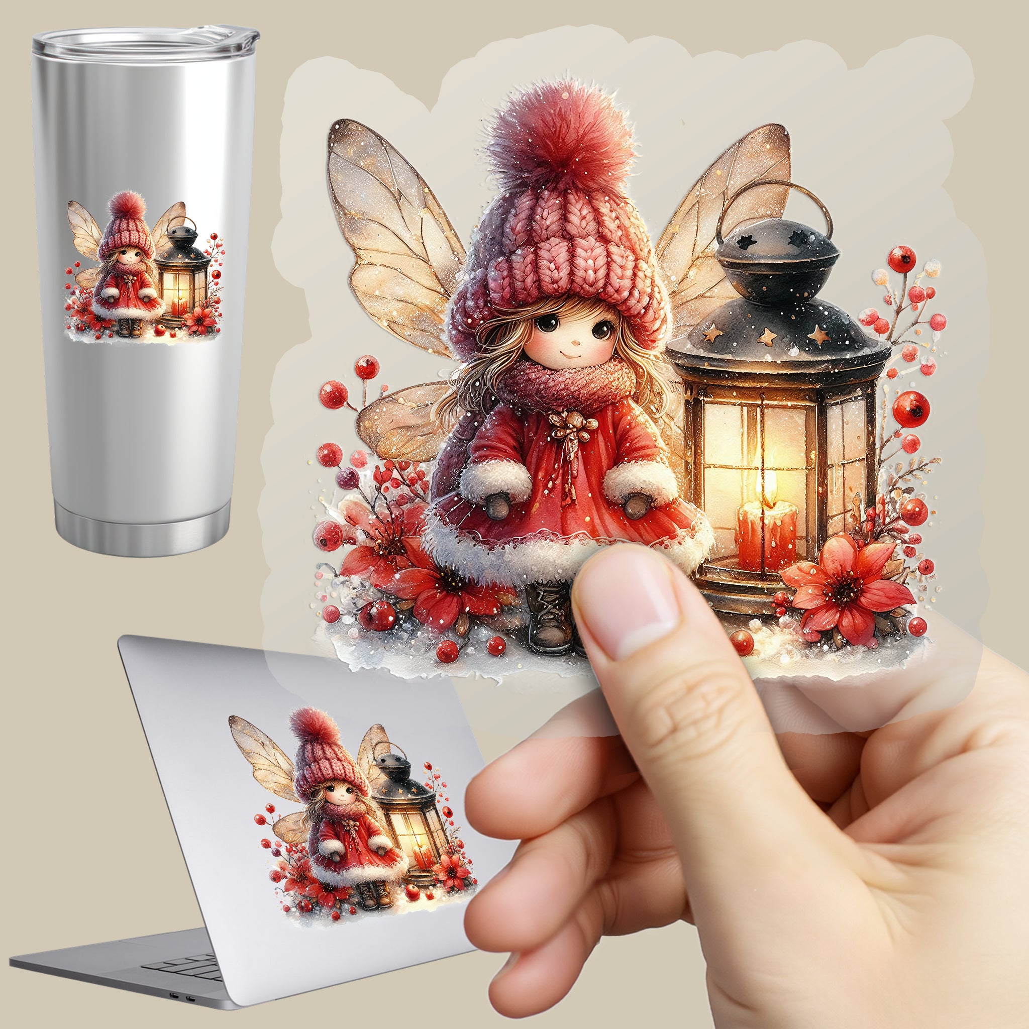 Permanent Sticker Lichtfee im Winterzauber