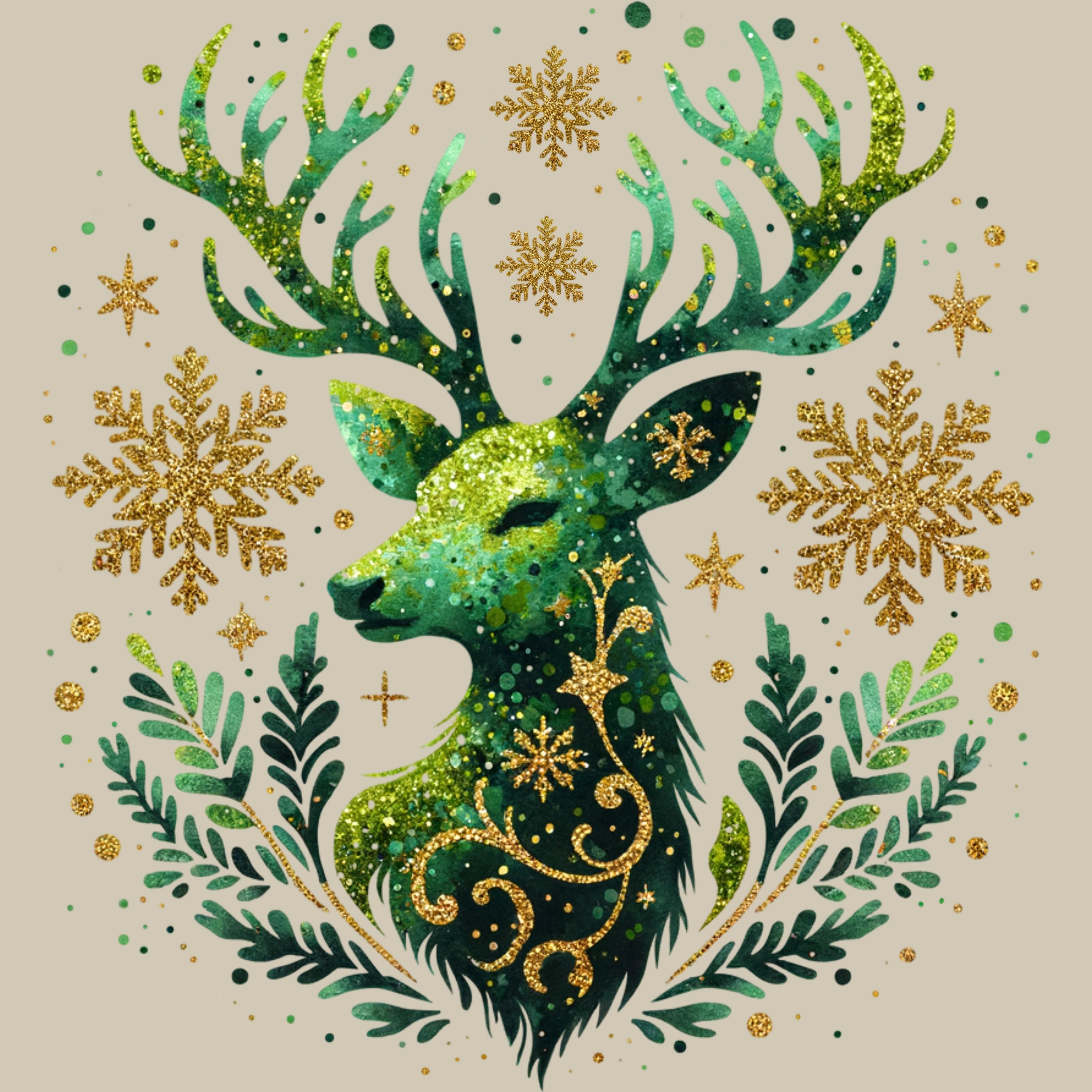 Permanent Sticker Goldgrüner Waldzauber