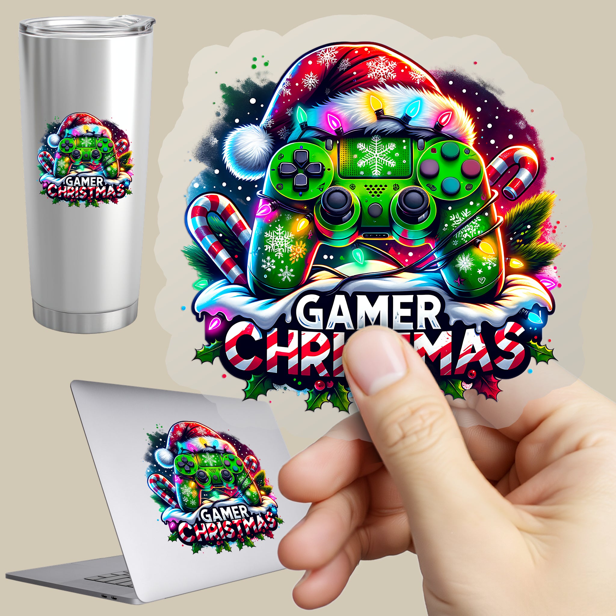 Permanent Sticker Gamer Christmas