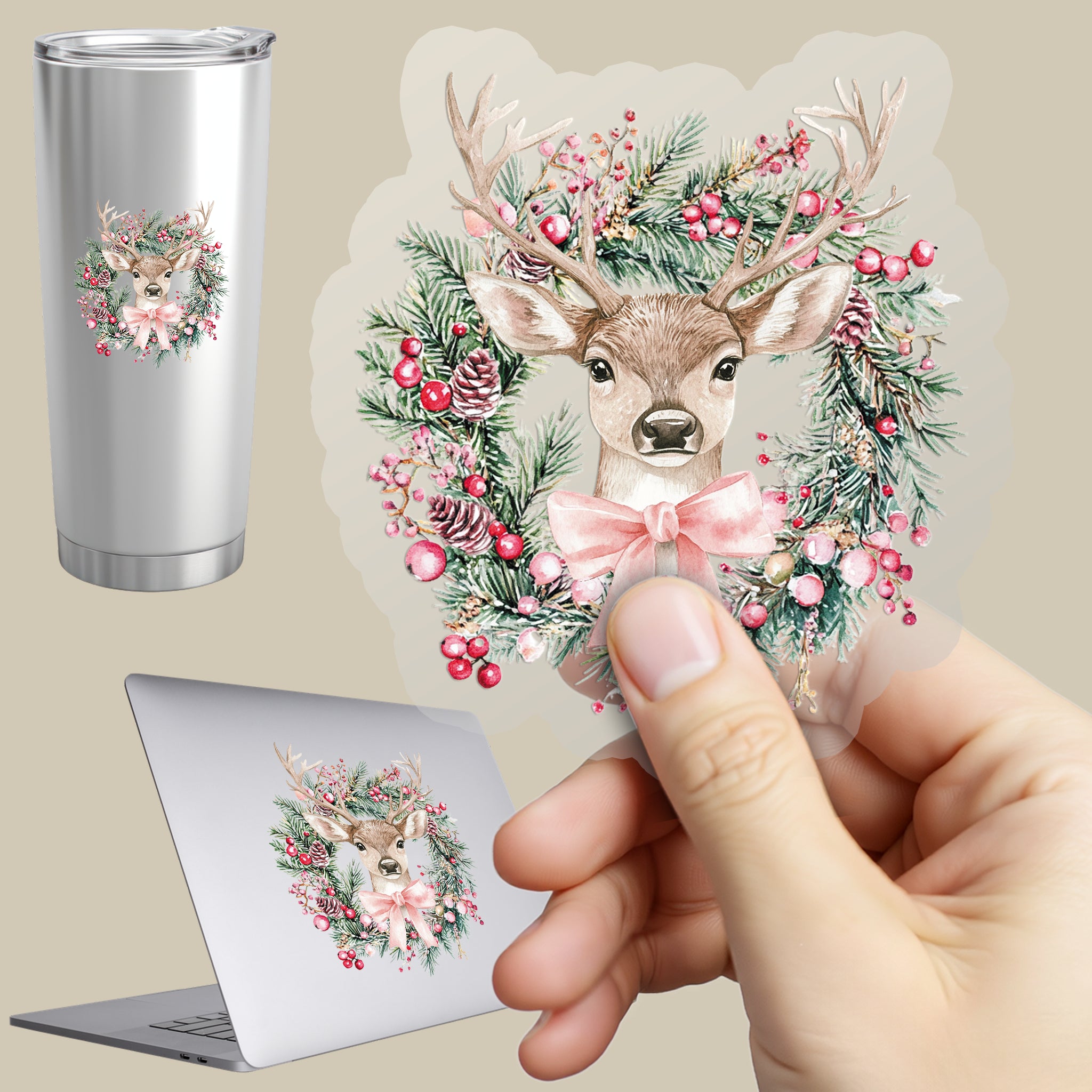 Permanent Sticker Winterzauber Hirsch