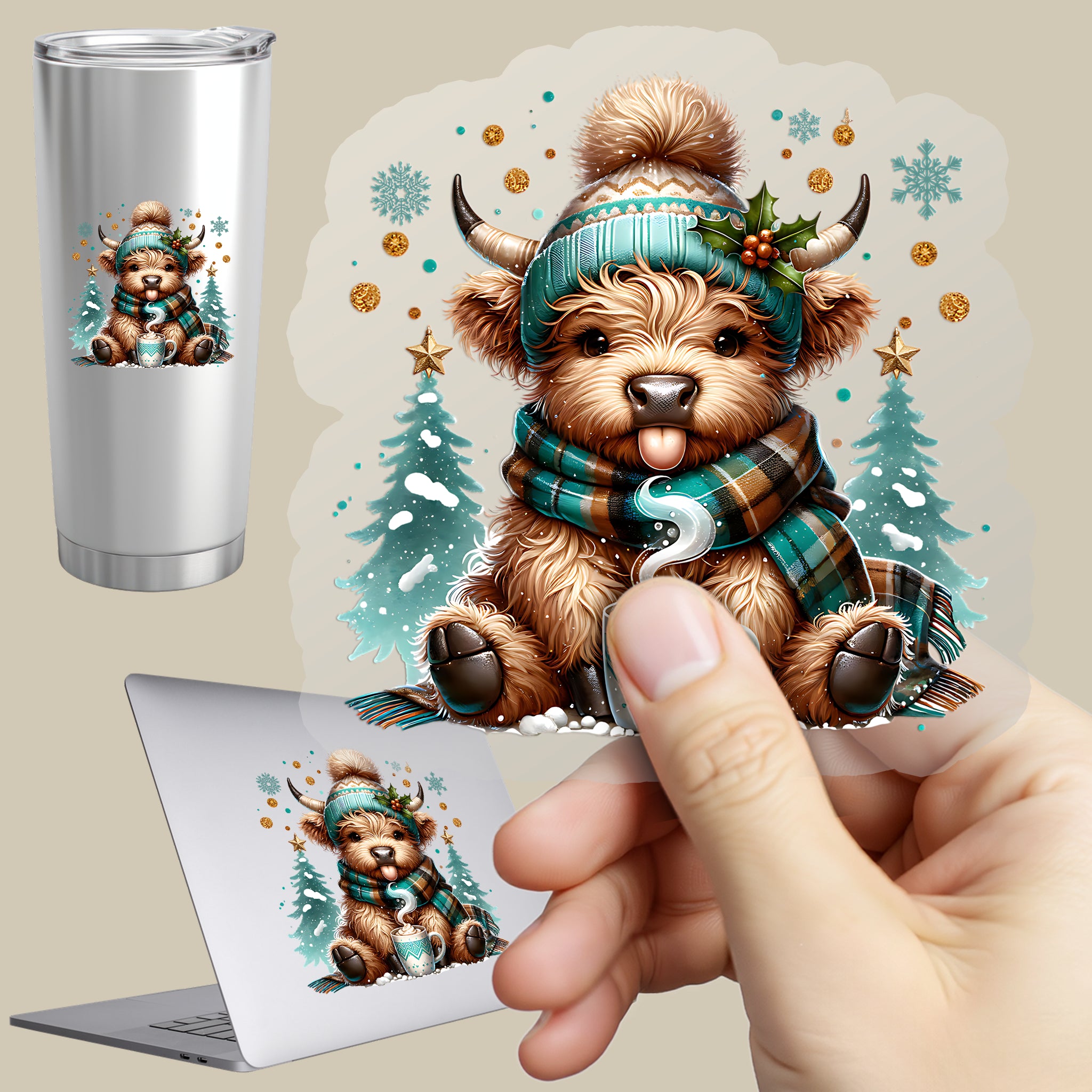 Permanent Sticker Baby Kuh Kakaoschlürfi