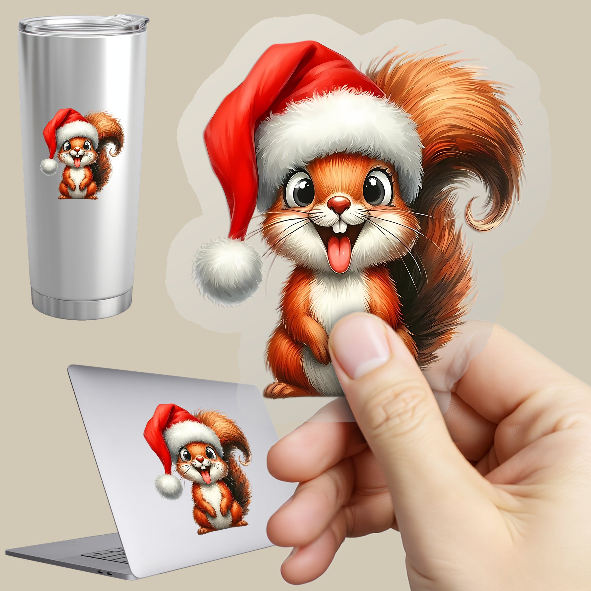 Permanent Sticker Eichhörnchen Merry Nut