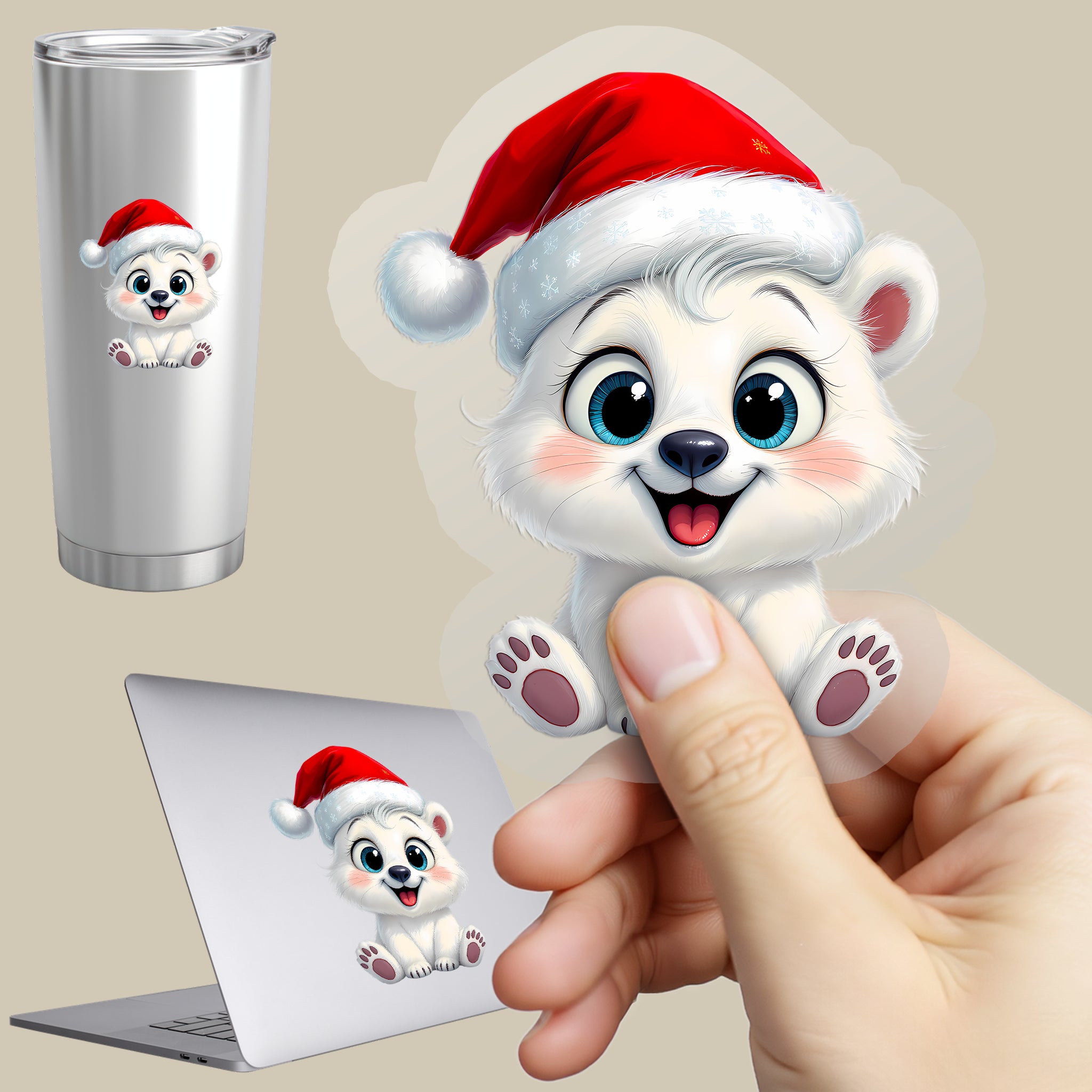 Permanent Sticker Eisbär Winterglück