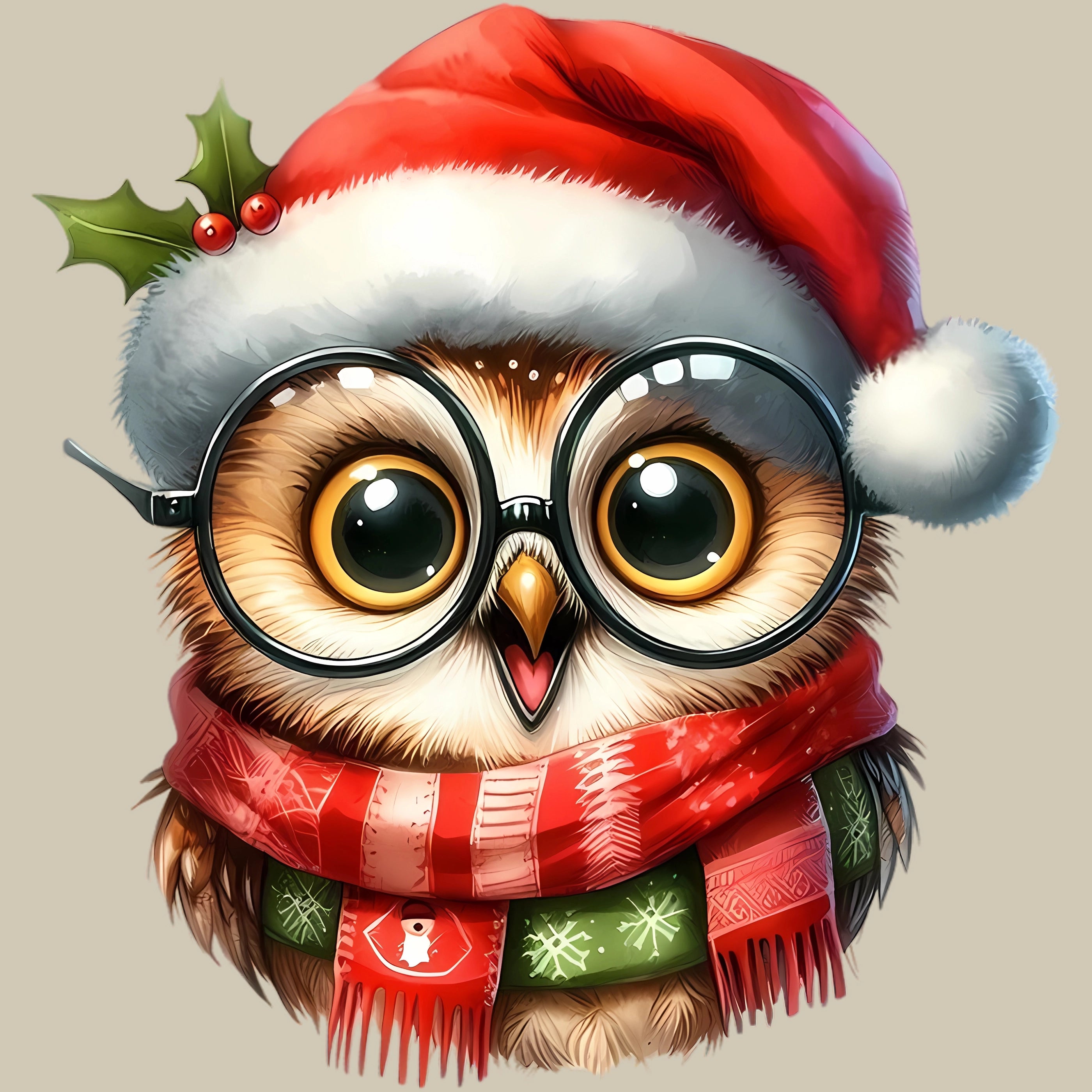 Permanent Sticker Eule Weihnachtslicht