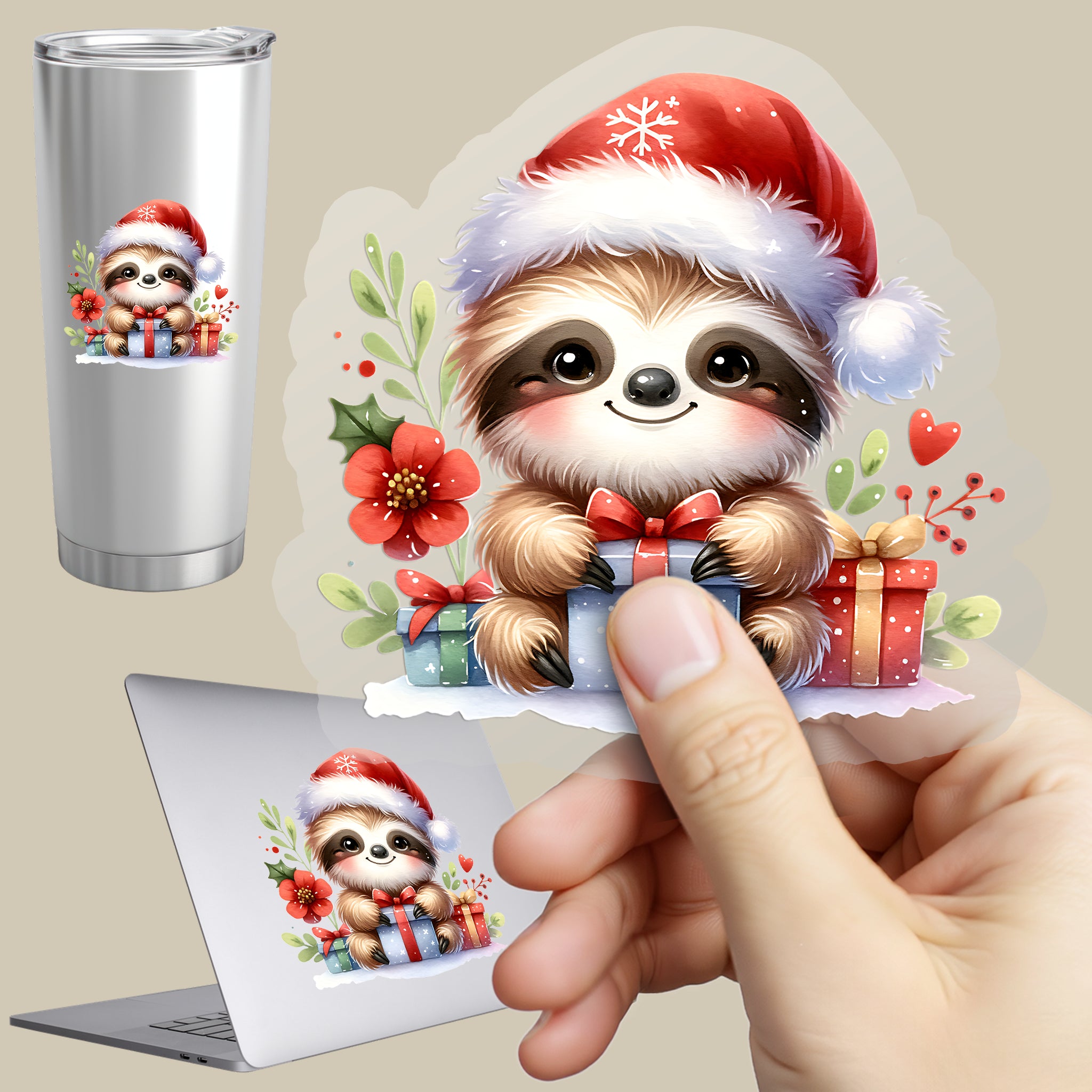 Permanent Sticker Faultier Tilo Weihnachtsgeschenke