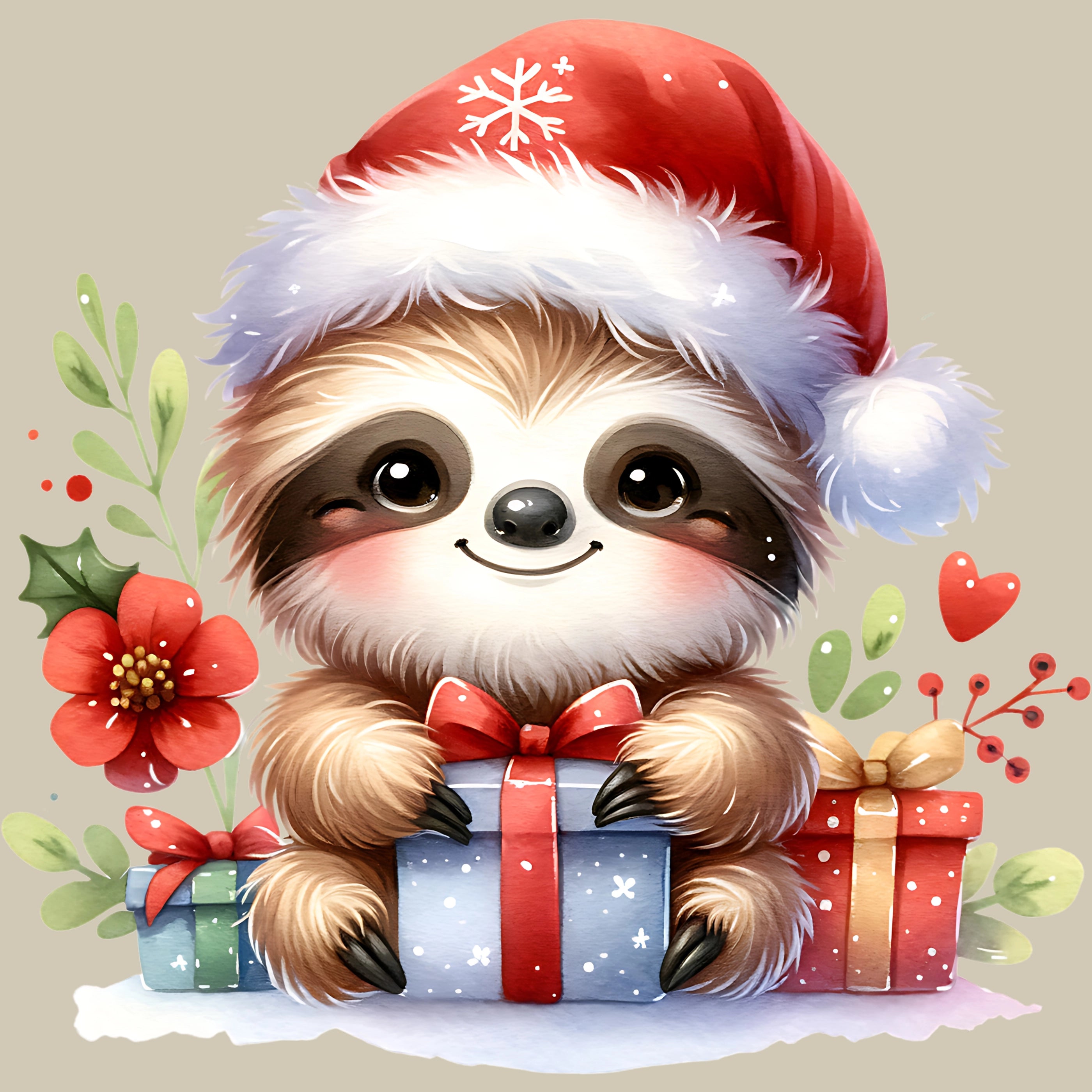 Permanent Sticker Faultier Tilo Weihnachtsgeschenke