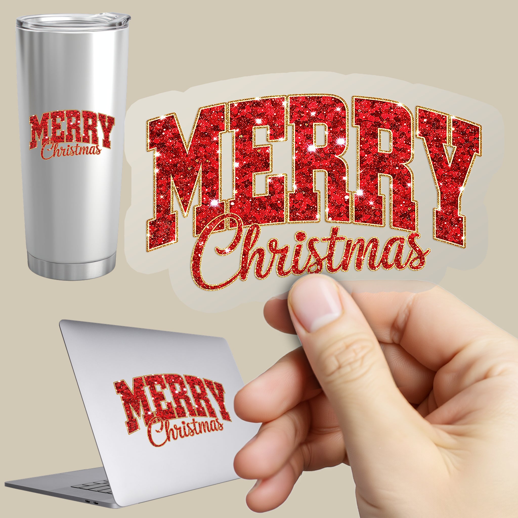 Permanent Sticker Funkel Merry Christmas