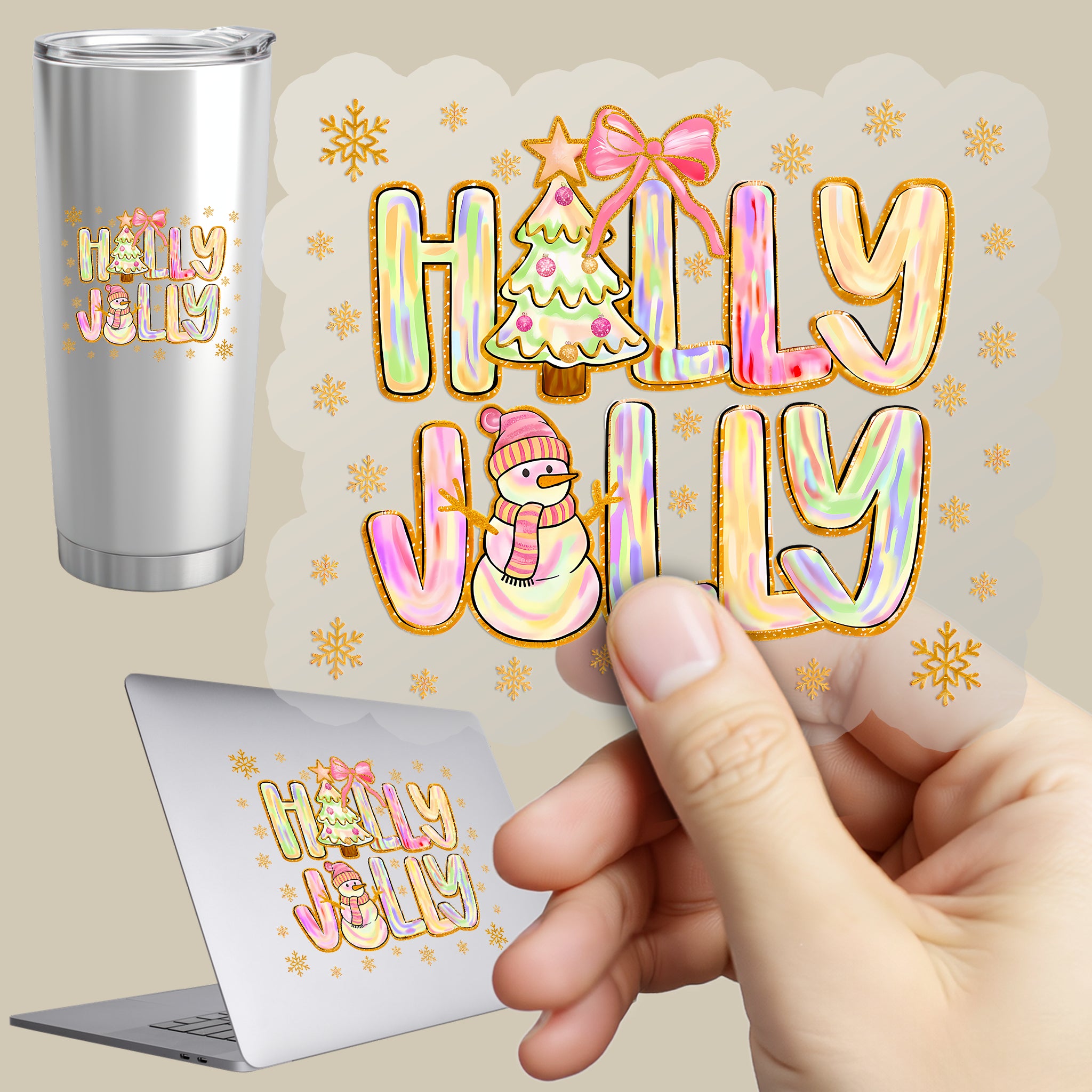 Permanent Sticker Holly Jolly Goldshine