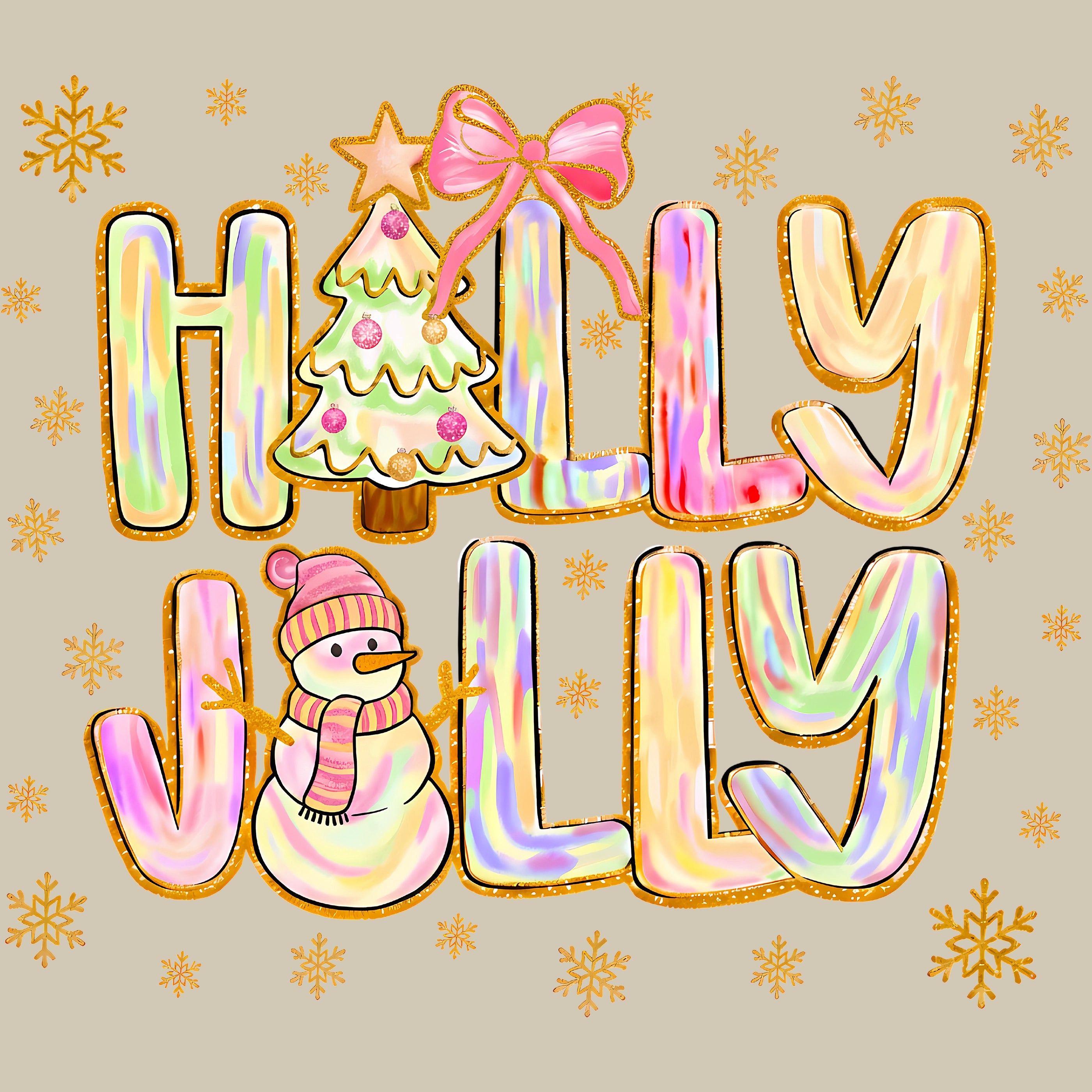 Permanent Sticker Holly Jolly Goldshine