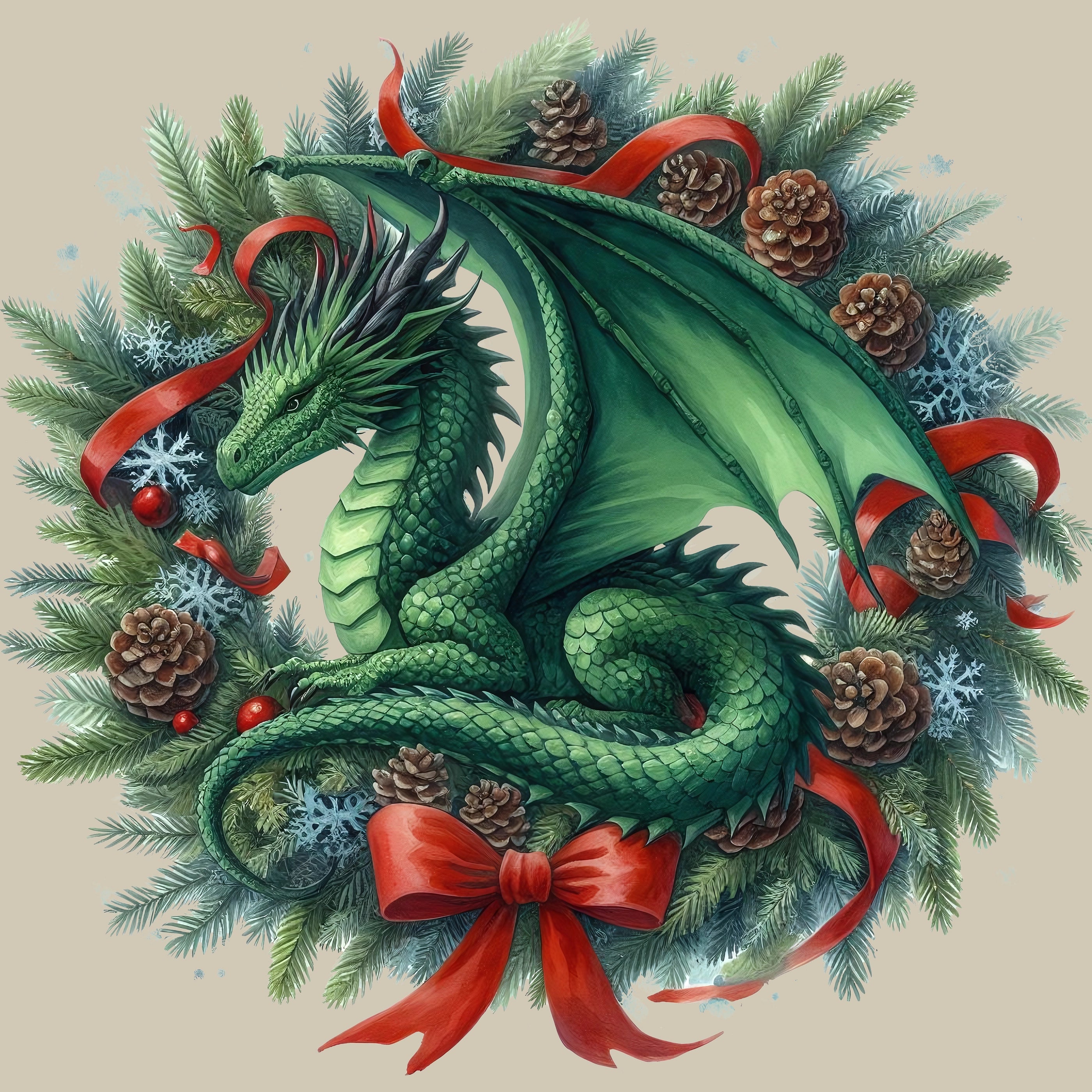 Permanent Sticker Weihnachts Drachenkranz