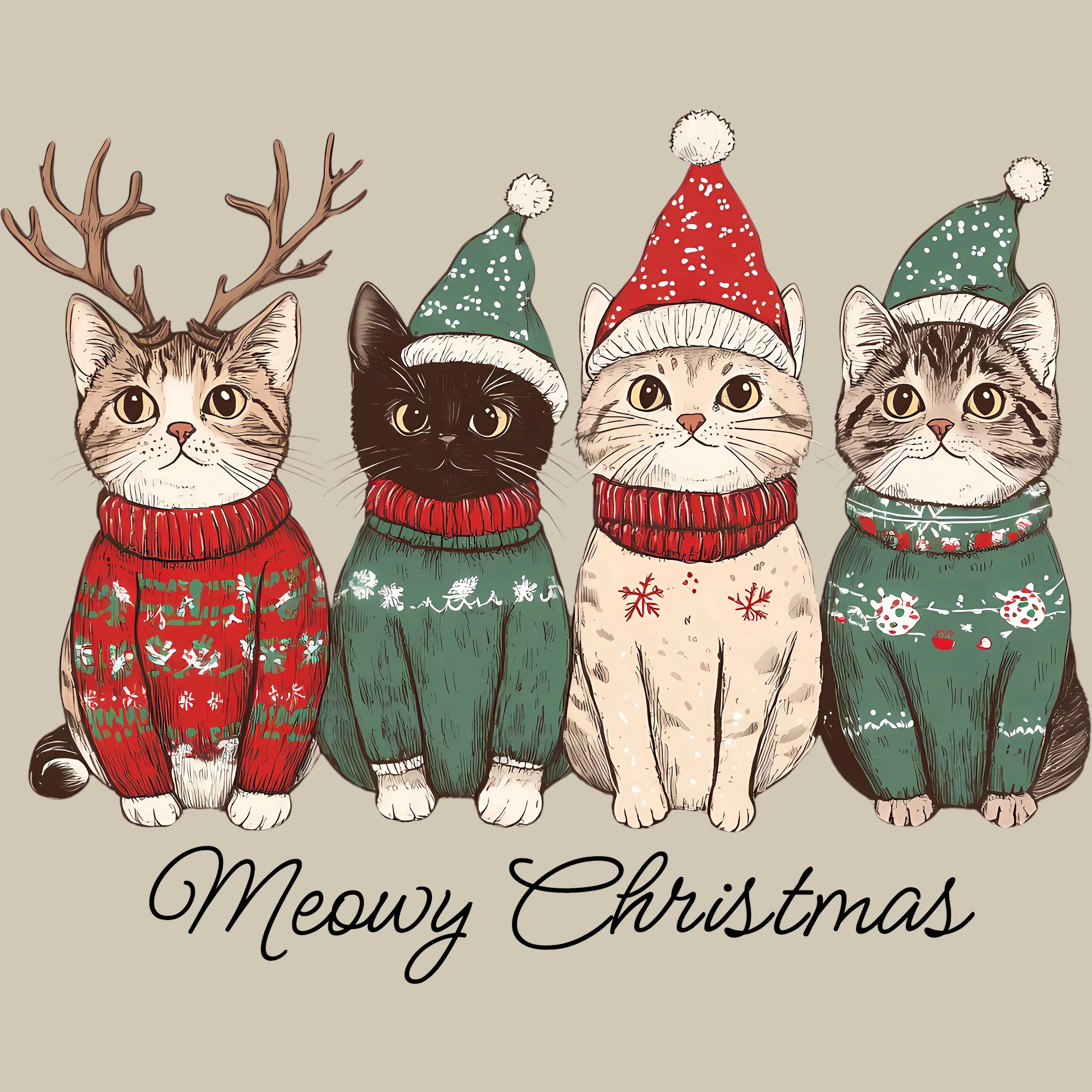 Permanent Sticker Katzenfreunde Meowy Christmas