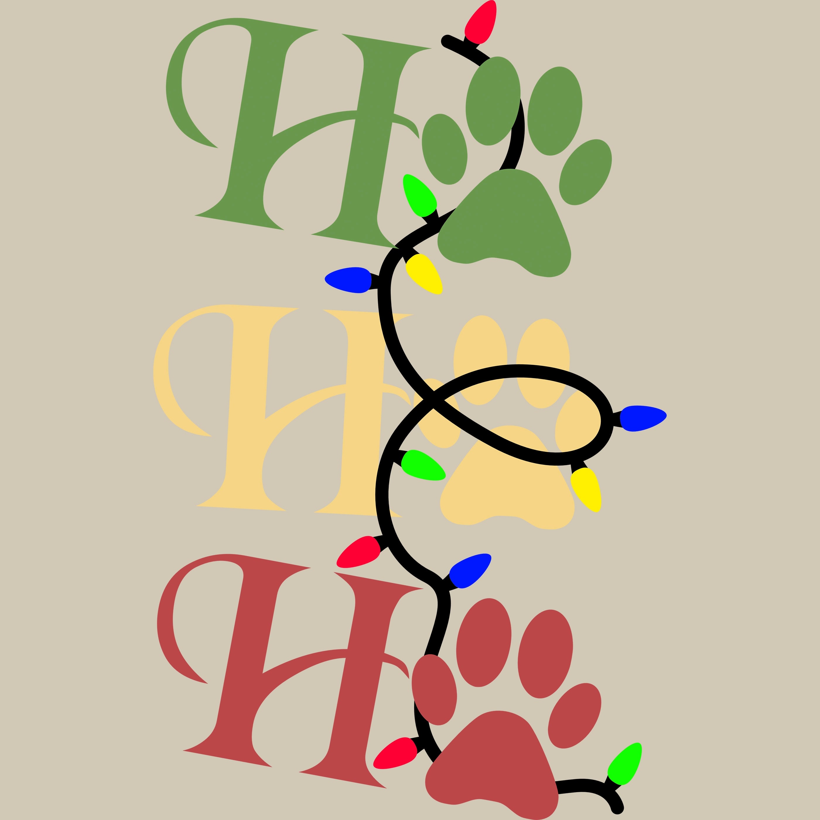 Permanent Sticker Katzen Hundepfote Ho Ho Ho