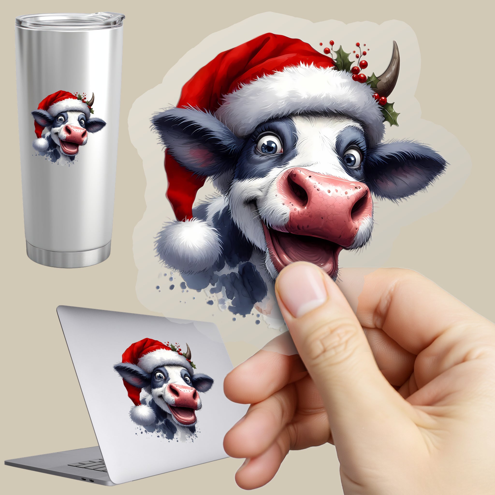 Permanent Sticker Kuh Winterwunder