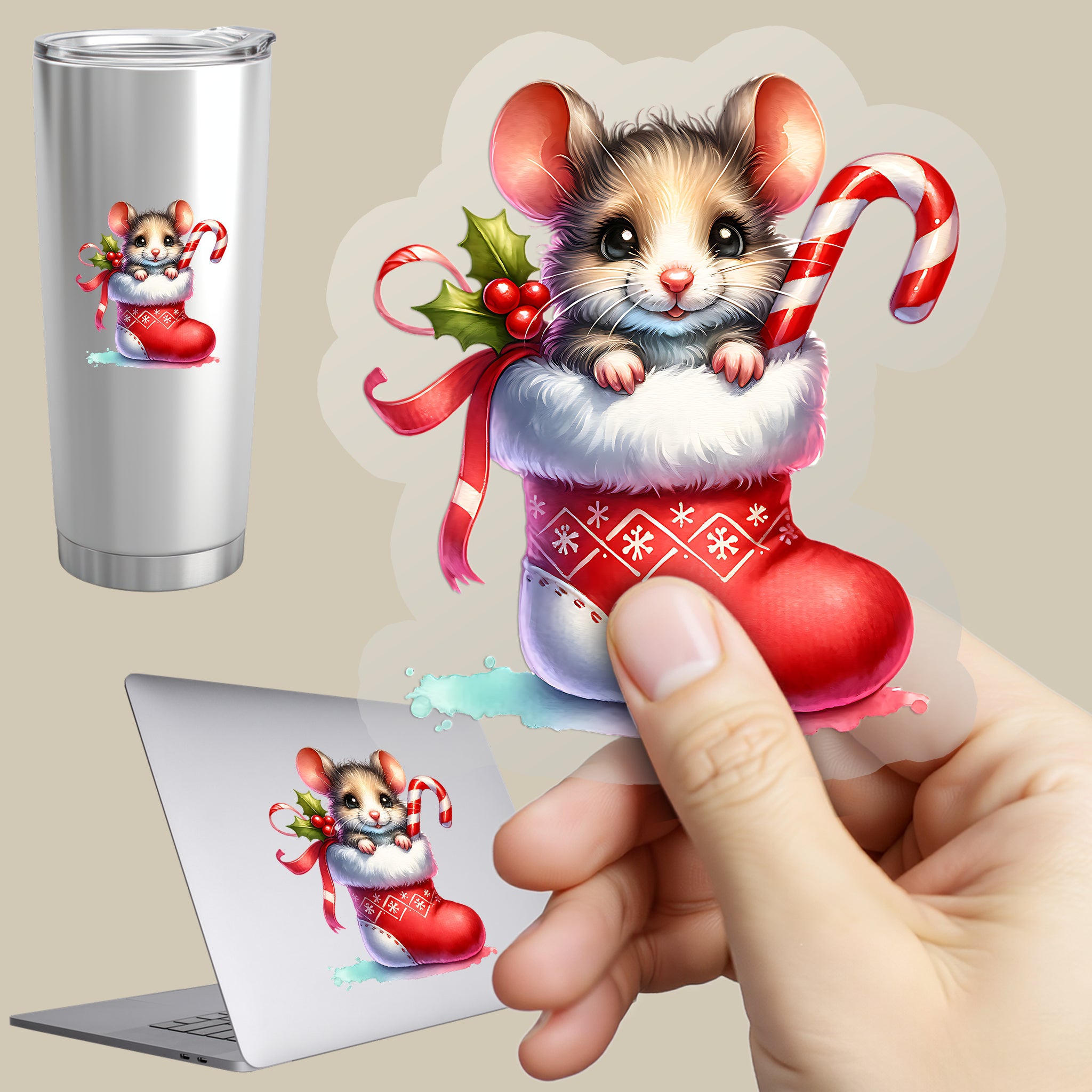 Permanent Sticker Maus Mia im Zuckerstiefel