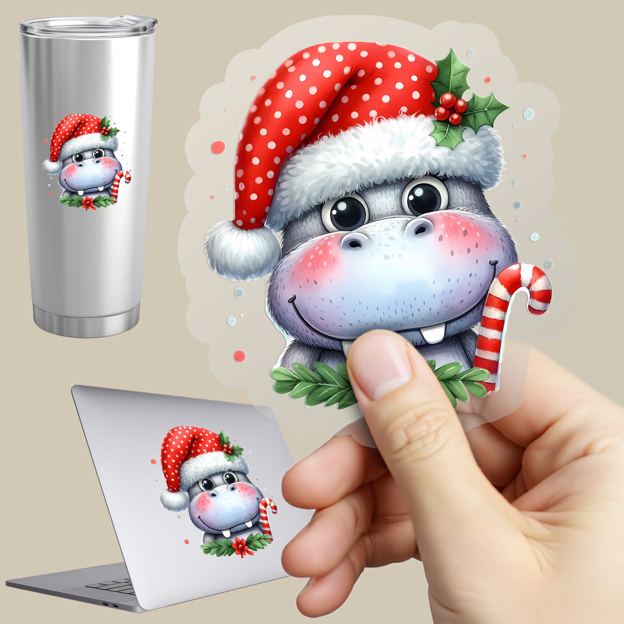 Permanent Sticker Nilpferd Candyjoy