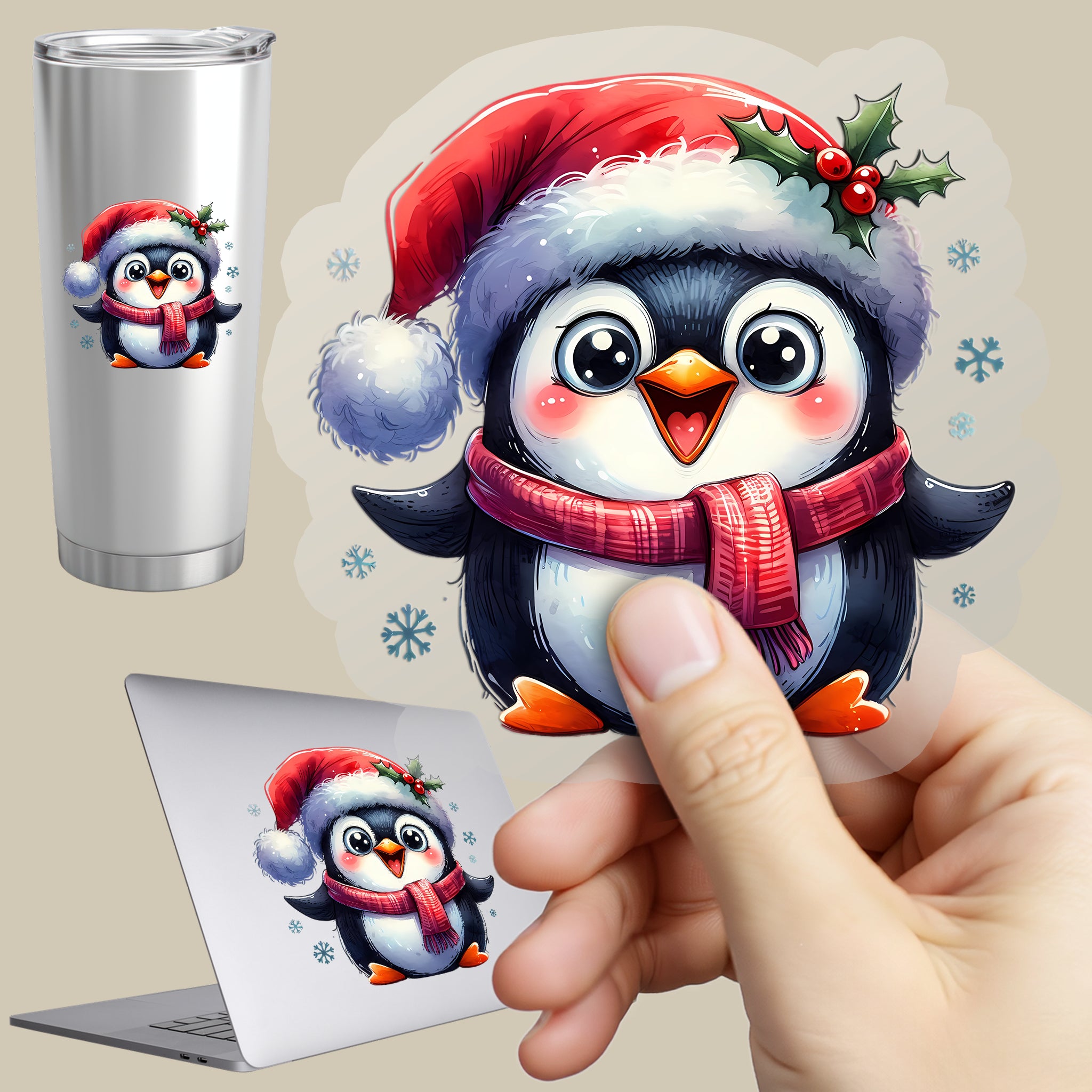 Permanent Sticker Pinguin Schneestern