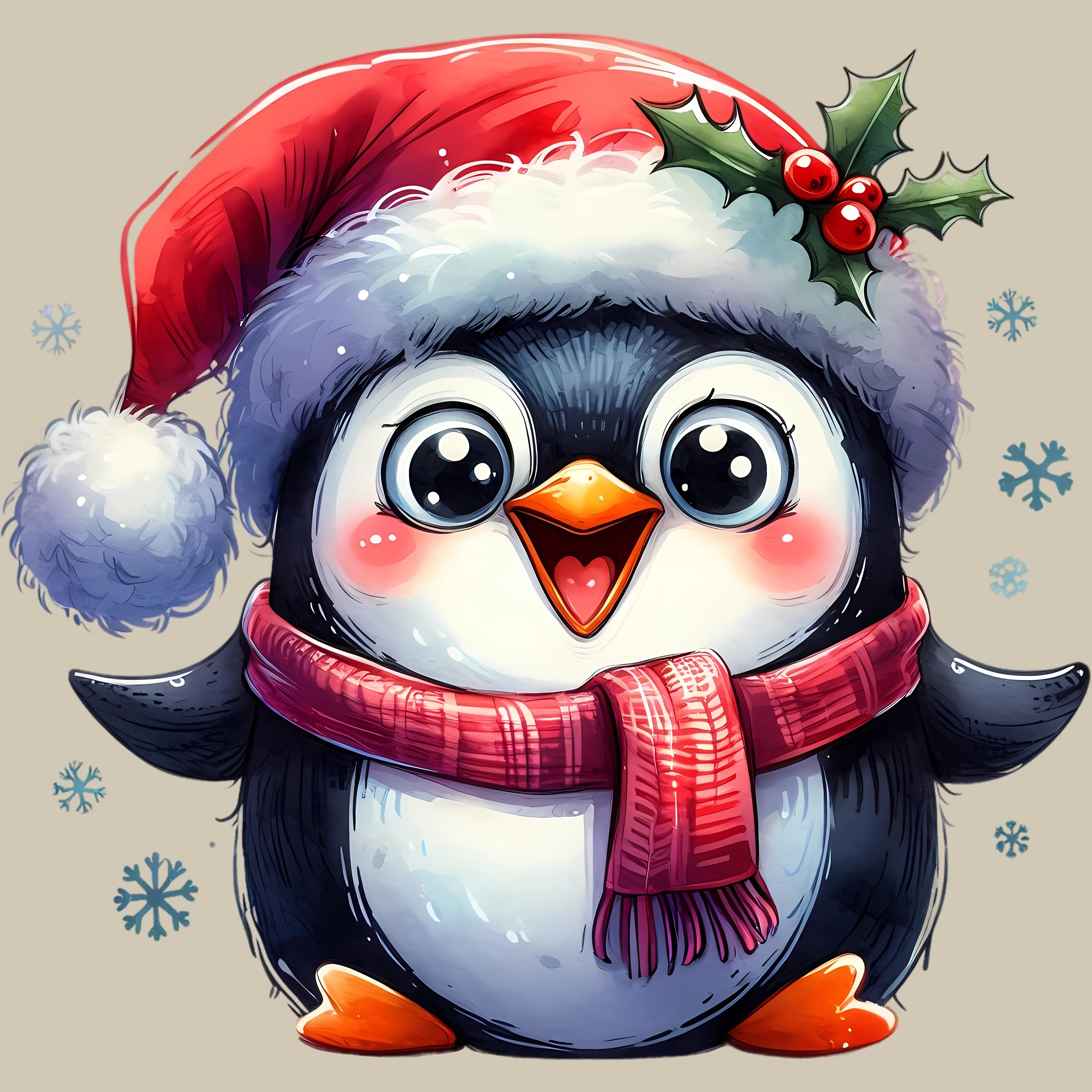 Permanent Sticker Pinguin Schneestern