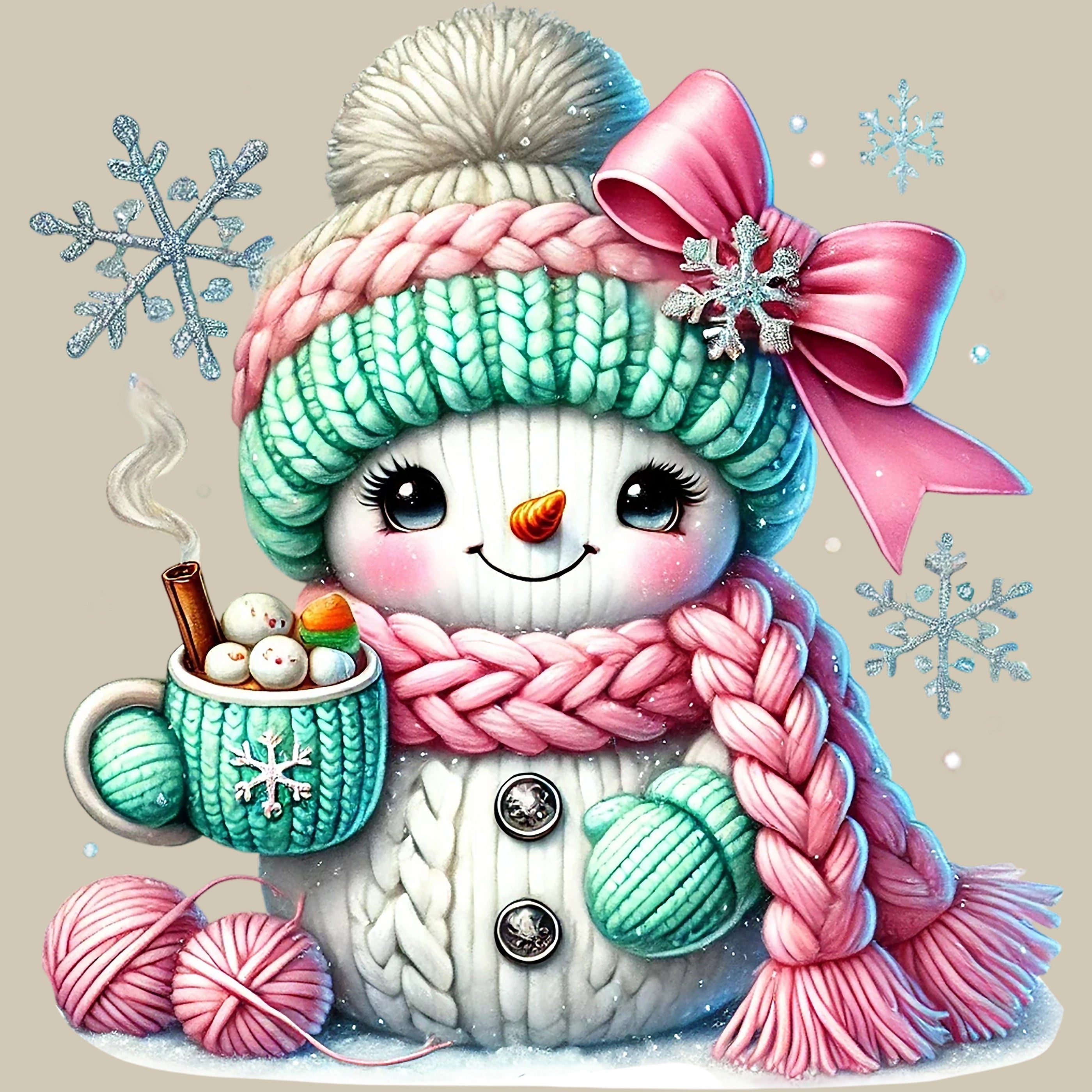 Permanent Sticker Schneemann Glitzerfrost