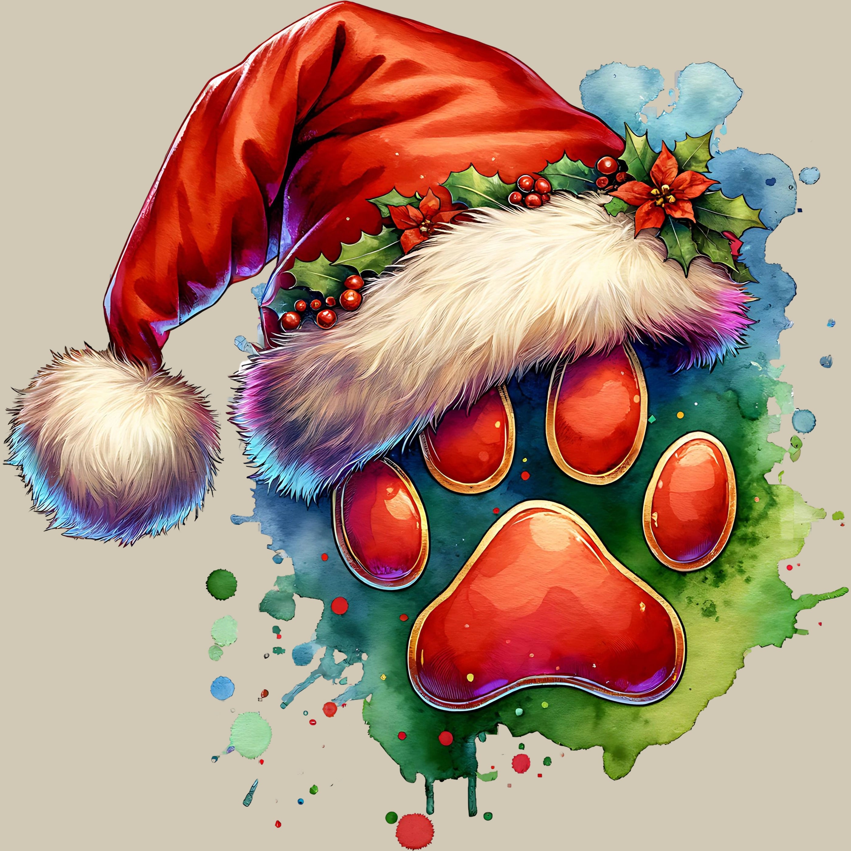 Permanent Sticker Weihnachts Pfote Merry Paw