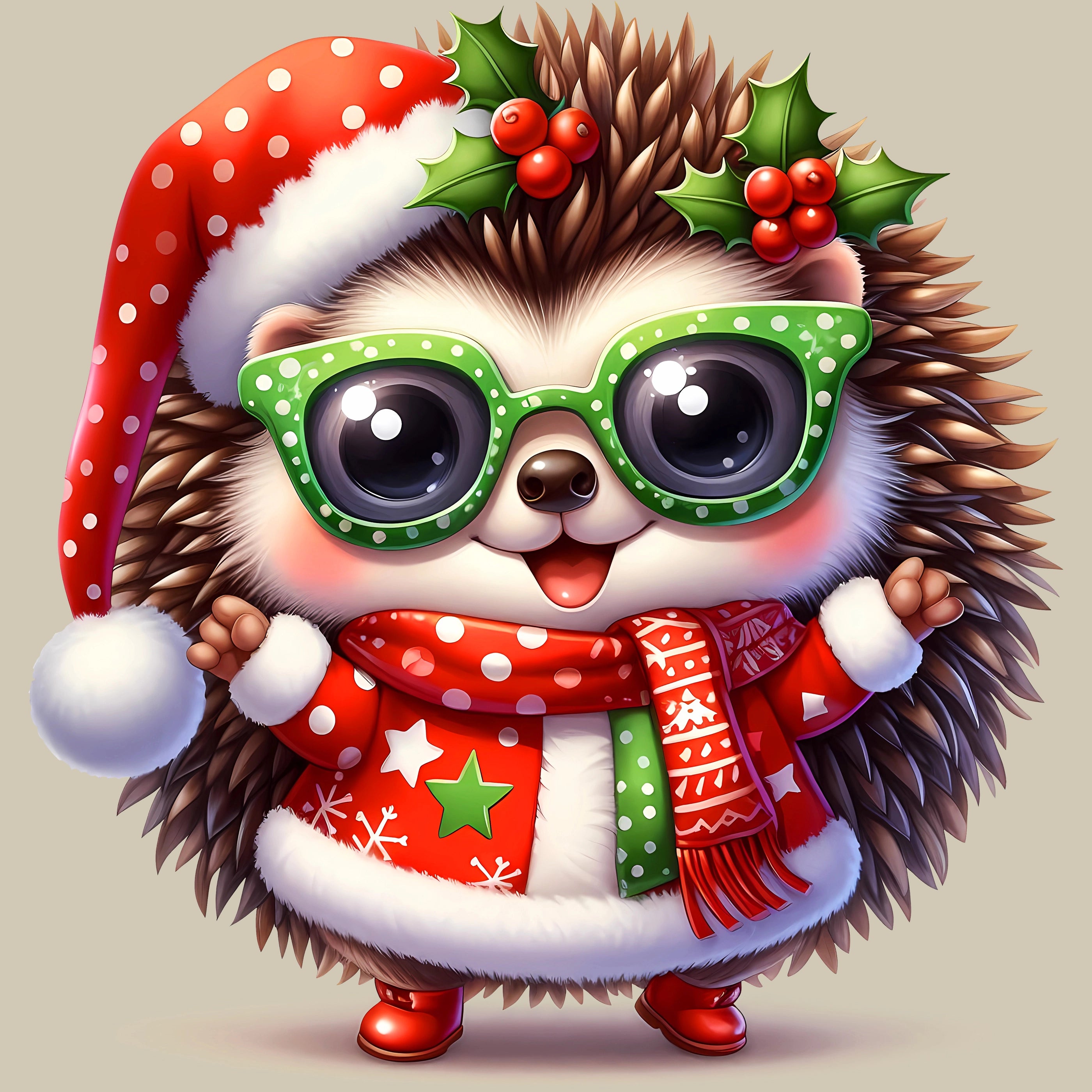 Permanent Sticker Weihnachtsigel Funky