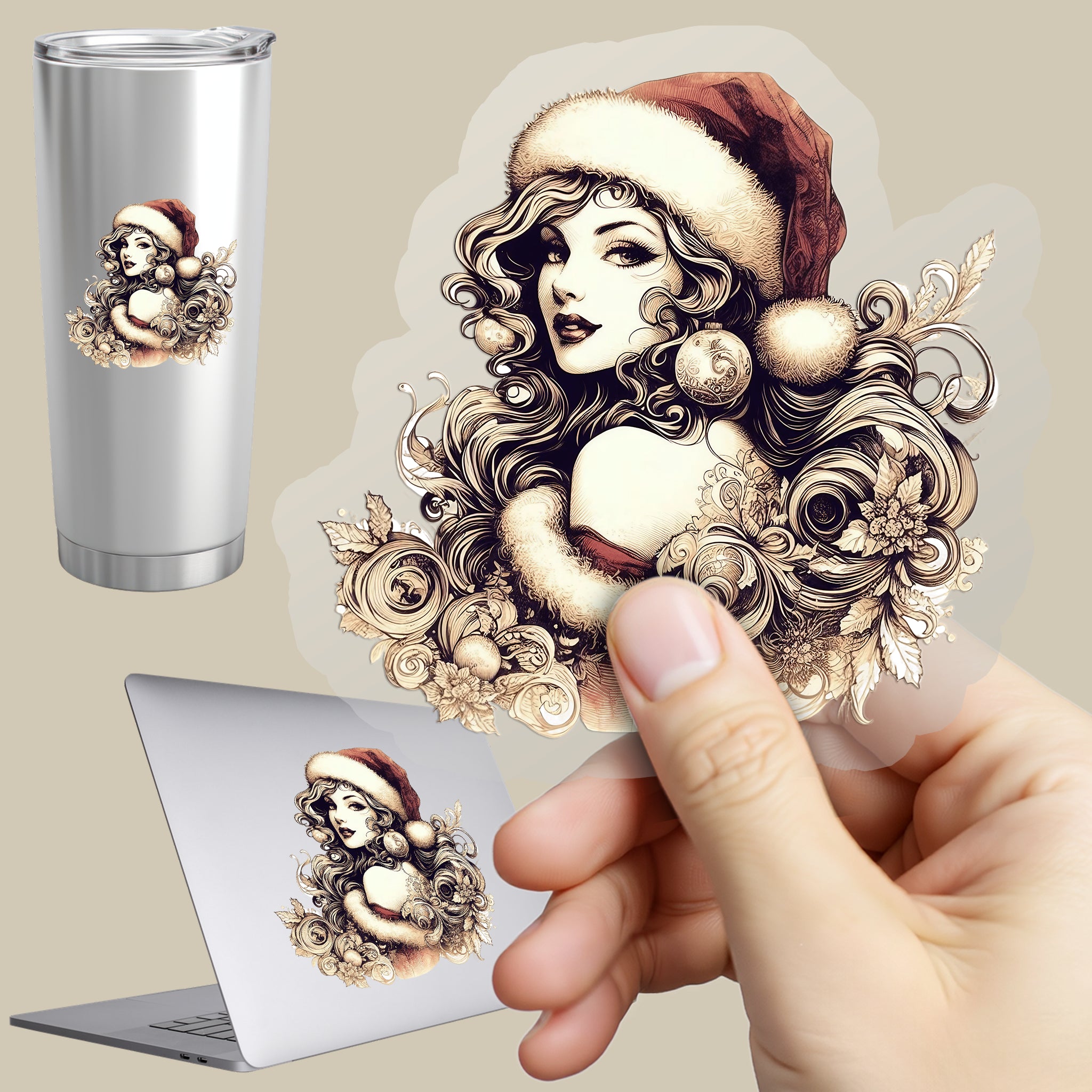 Permanent Sticker Weihnachtslady Glanzzeit
