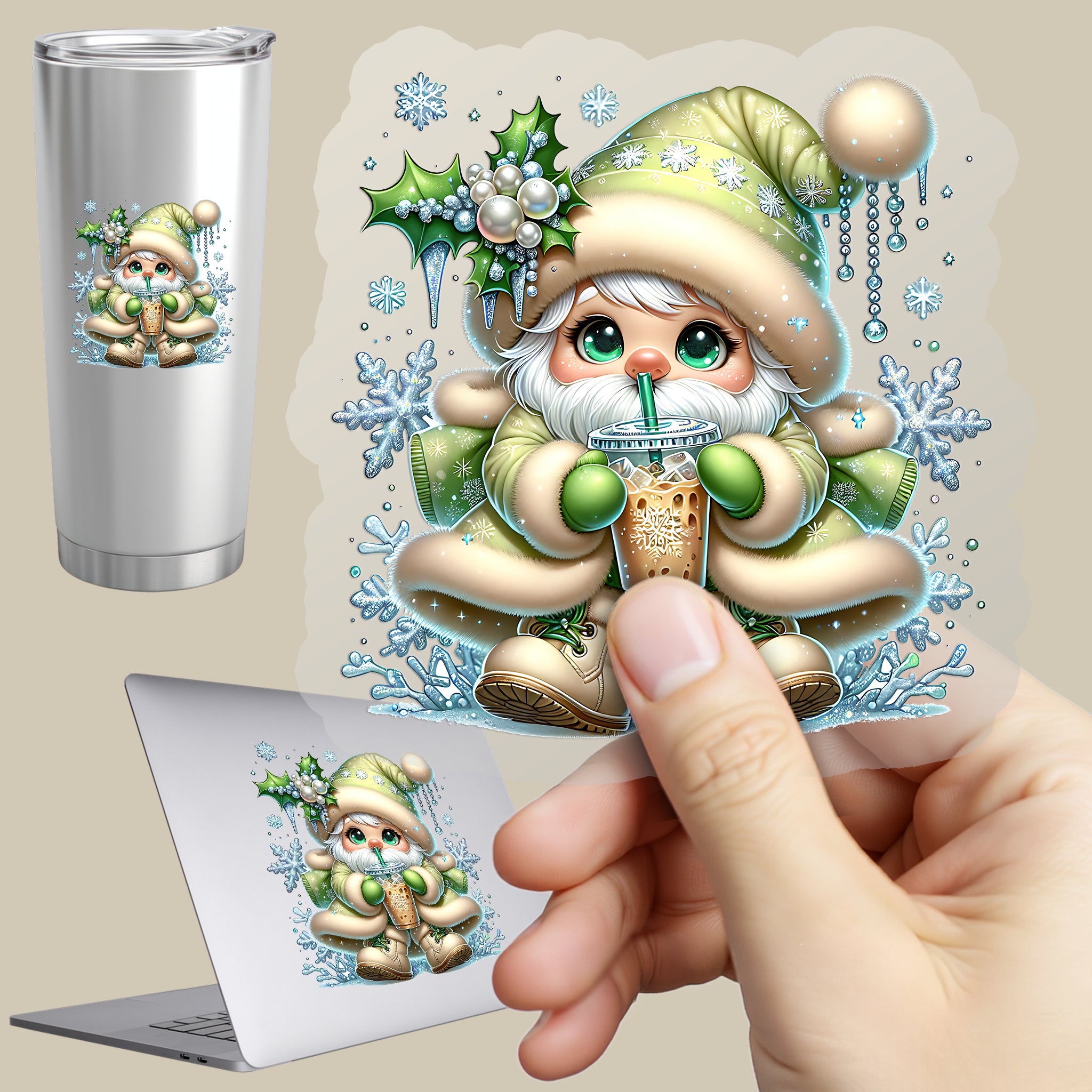 Permanent Sticker Wichtel Iced Christmas