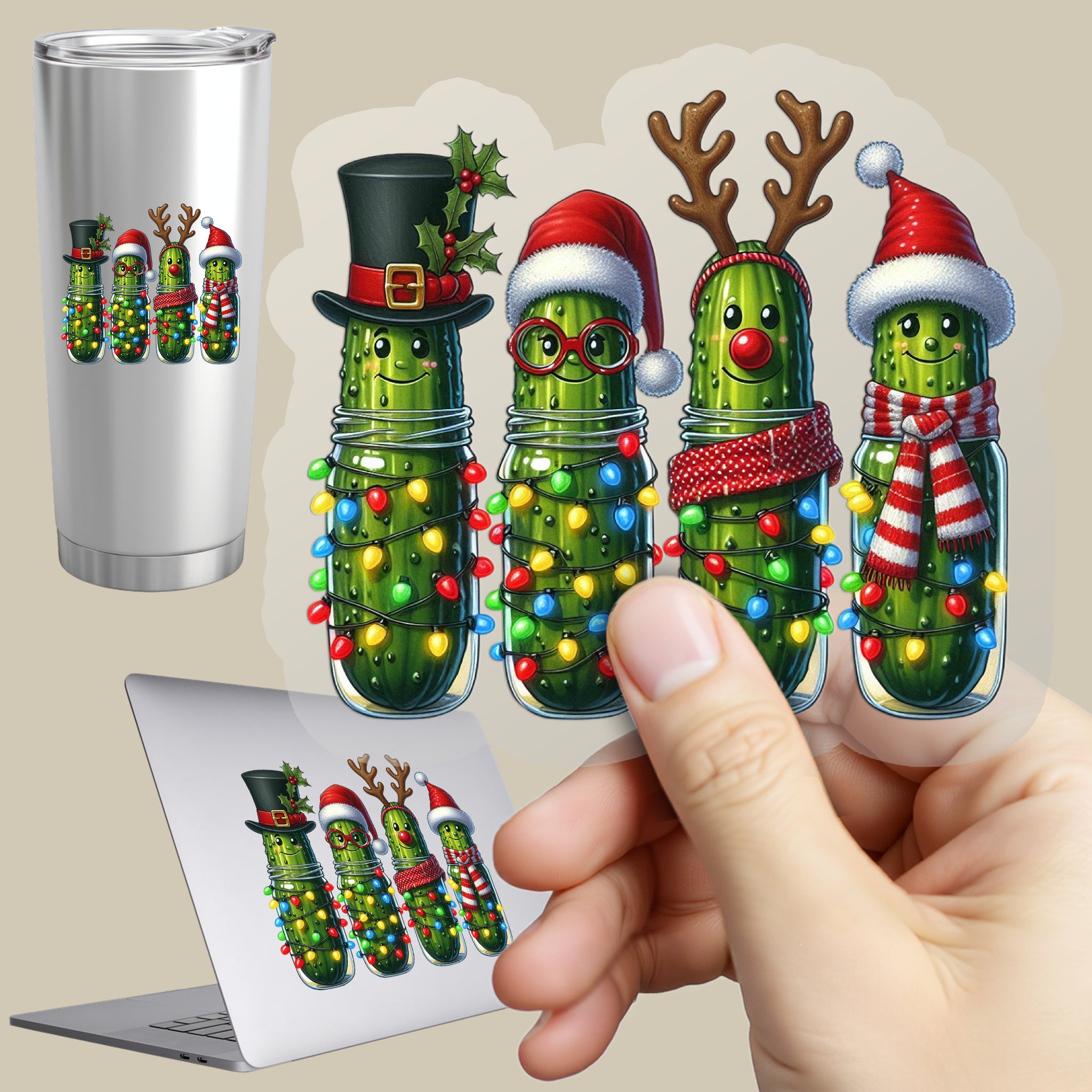 Permanent Sticker Witzige Weihnachtsgurken