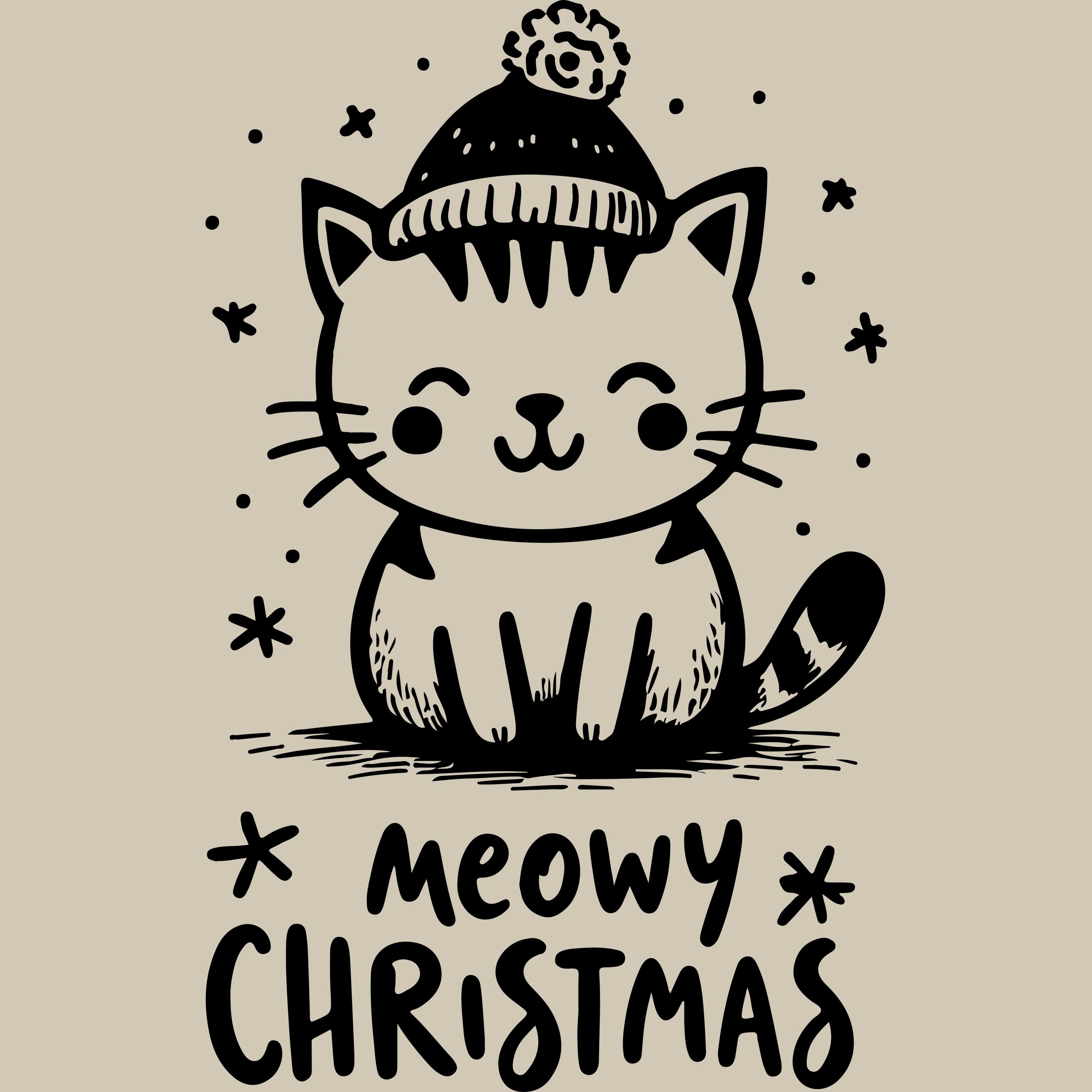 Permanent Sticker Katze Meowy Christmas