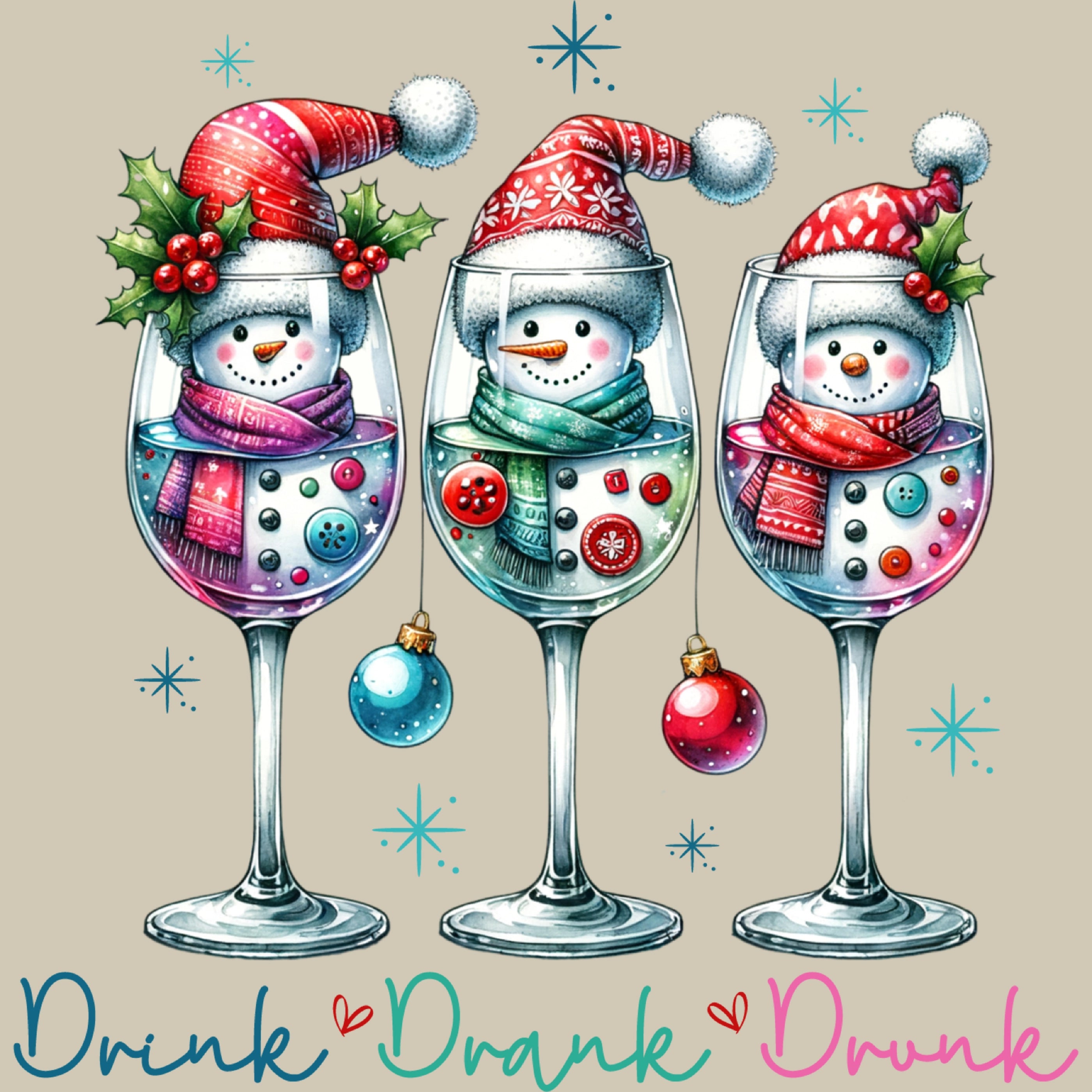 Permanent Sticker Drink Drank Drunk Schneemänner