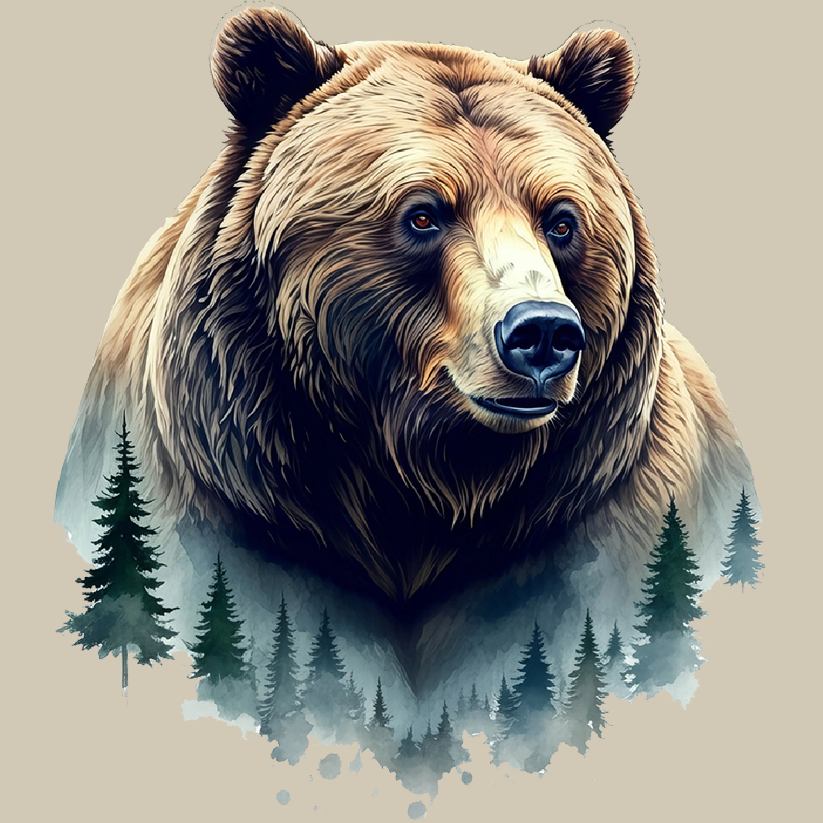 Permanent Sticker Mountain Bear Forest