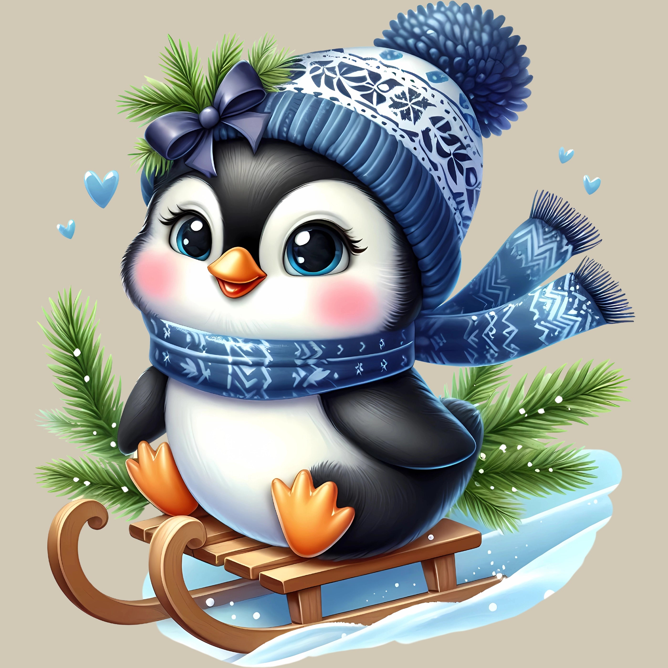 Permanent Sticker Pinguin Snowride