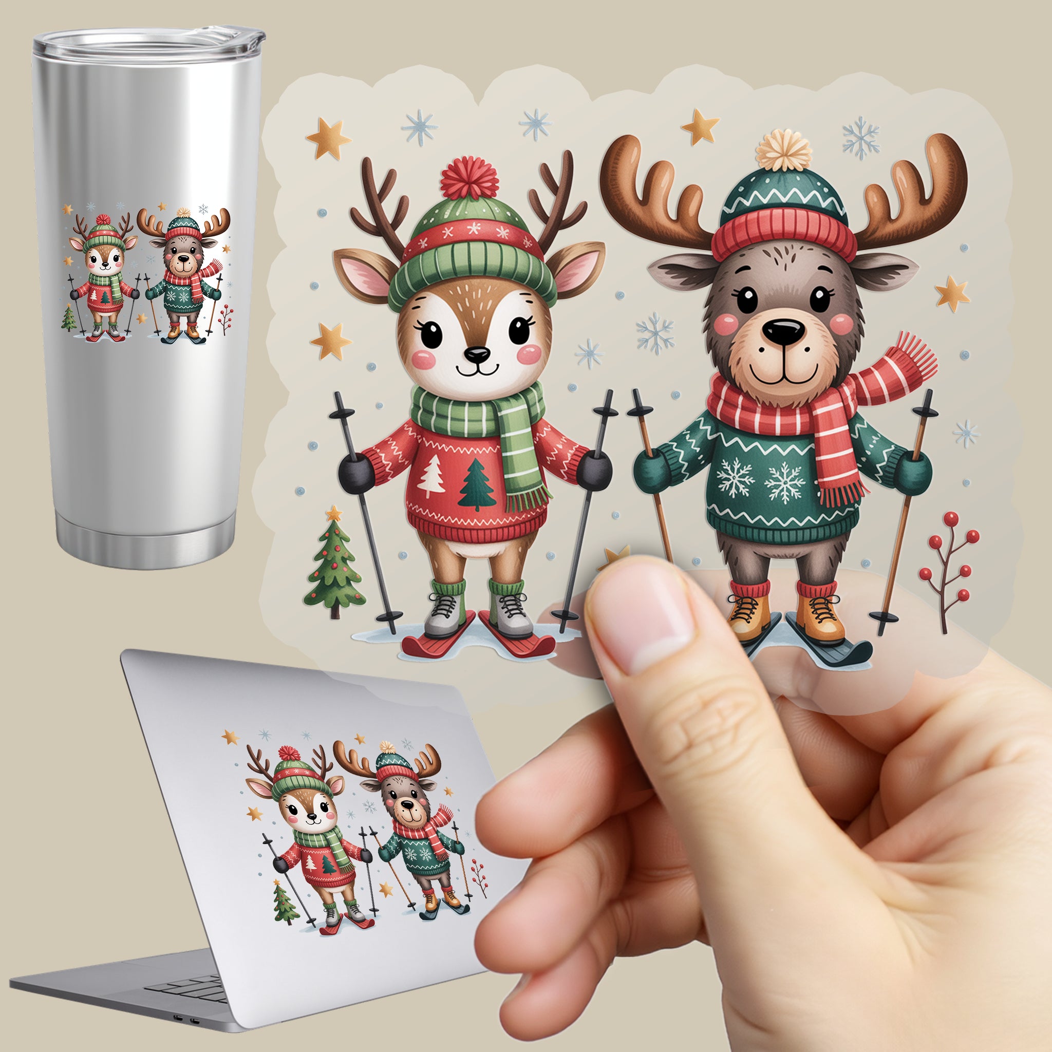 Permanent Sticker Reh Elch Skiabenteuer