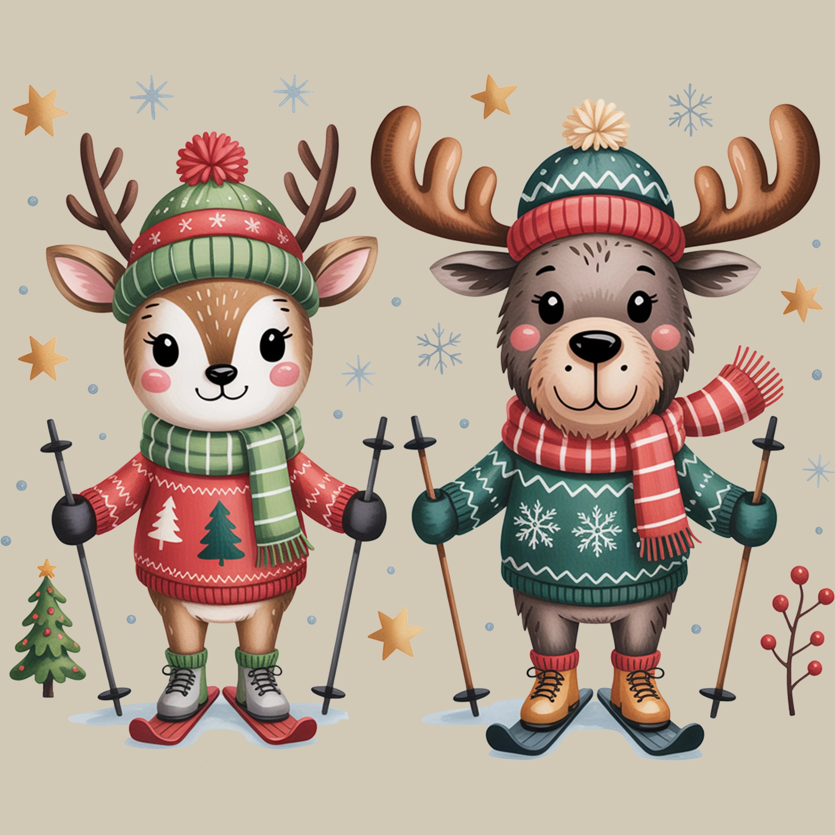 Permanent Sticker Reh Elch Skiabenteuer