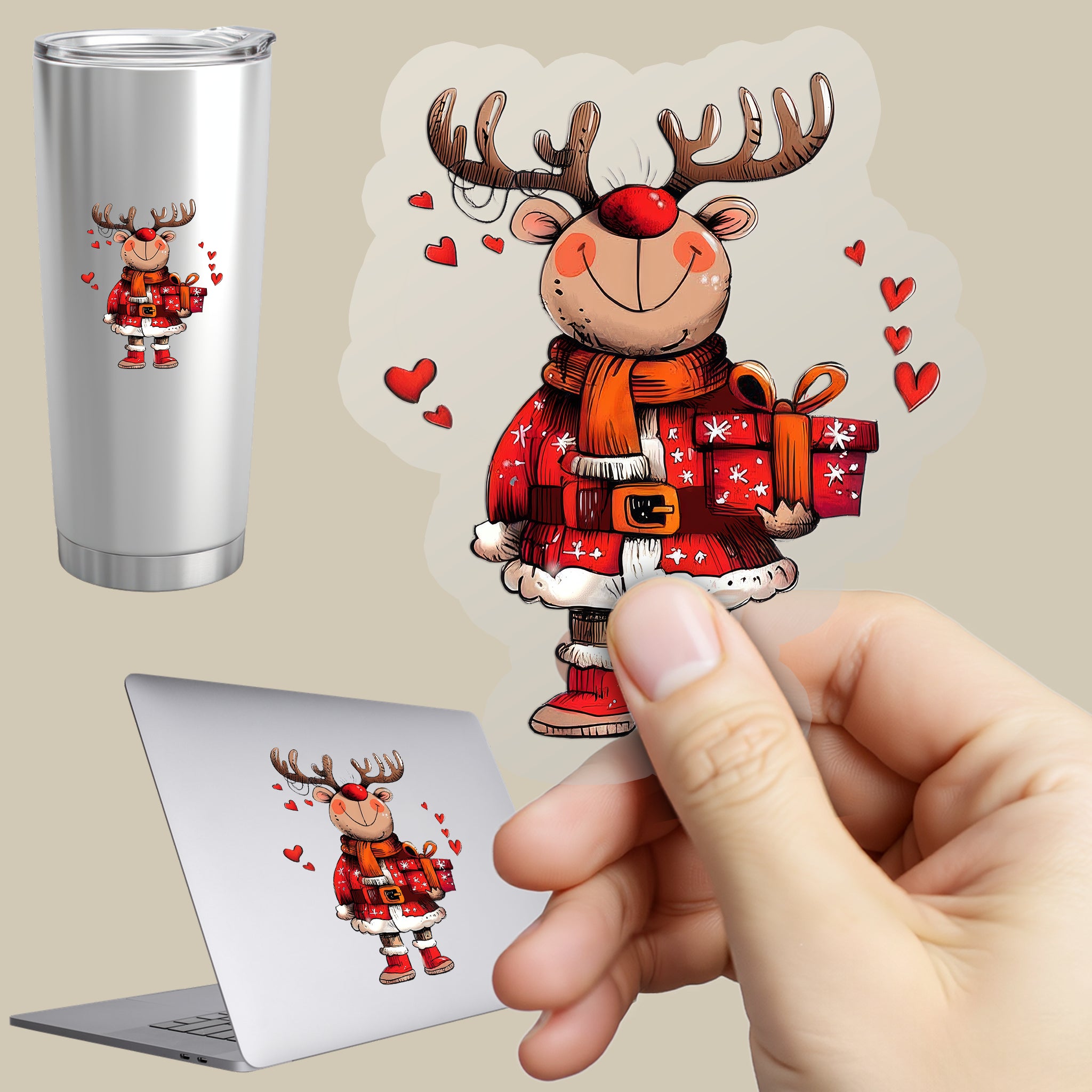 Permanent Sticker Rentier Herzensgeschenk