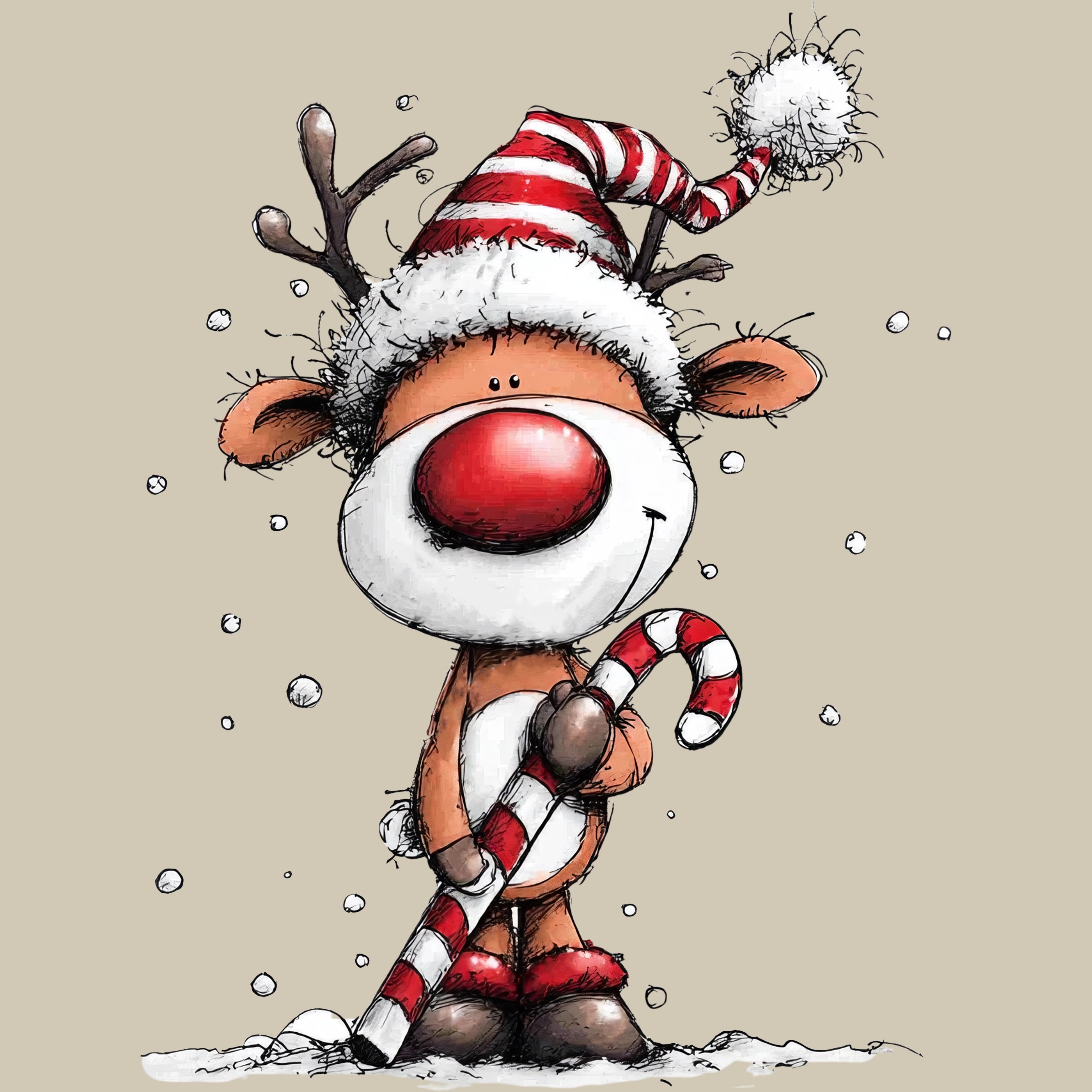 Permanent Sticker Rentier Zuckerstangen Cutie