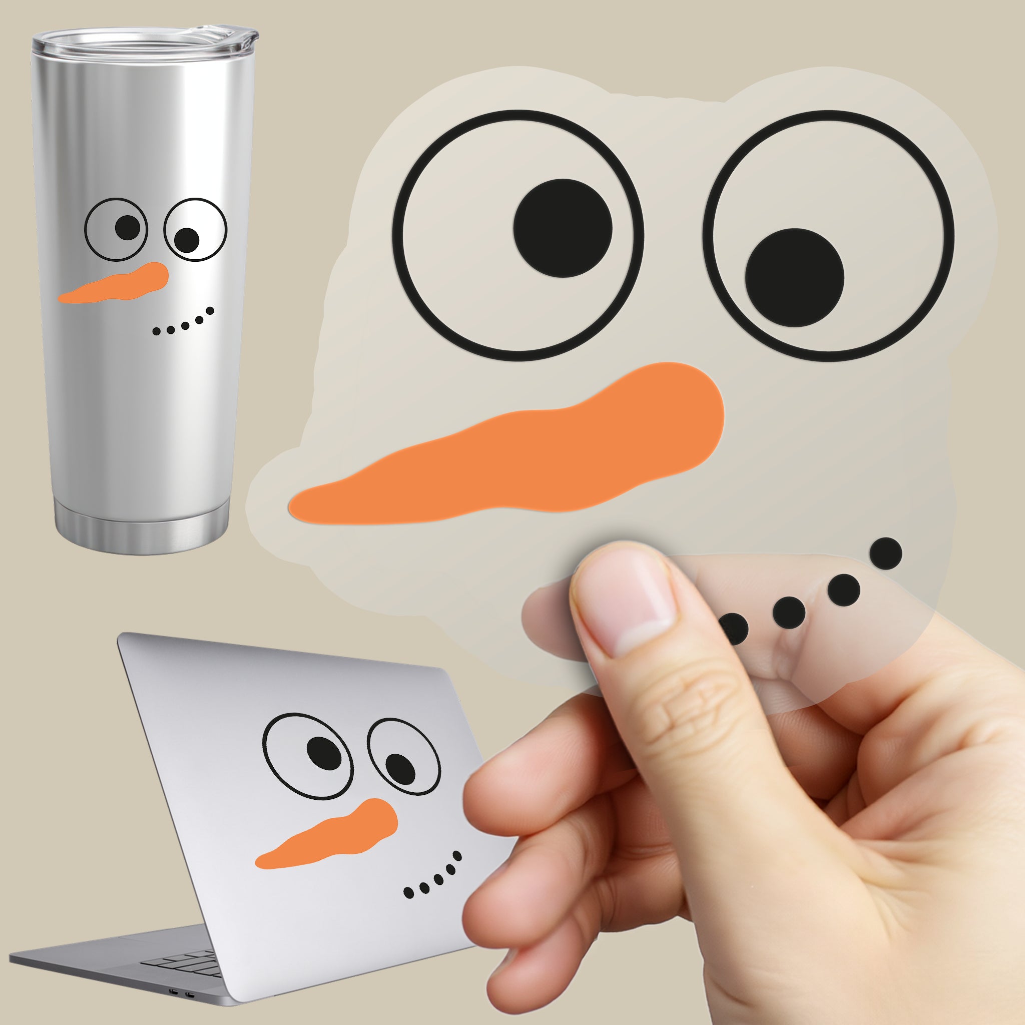 Permanent Sticker Schneemann Cutieface