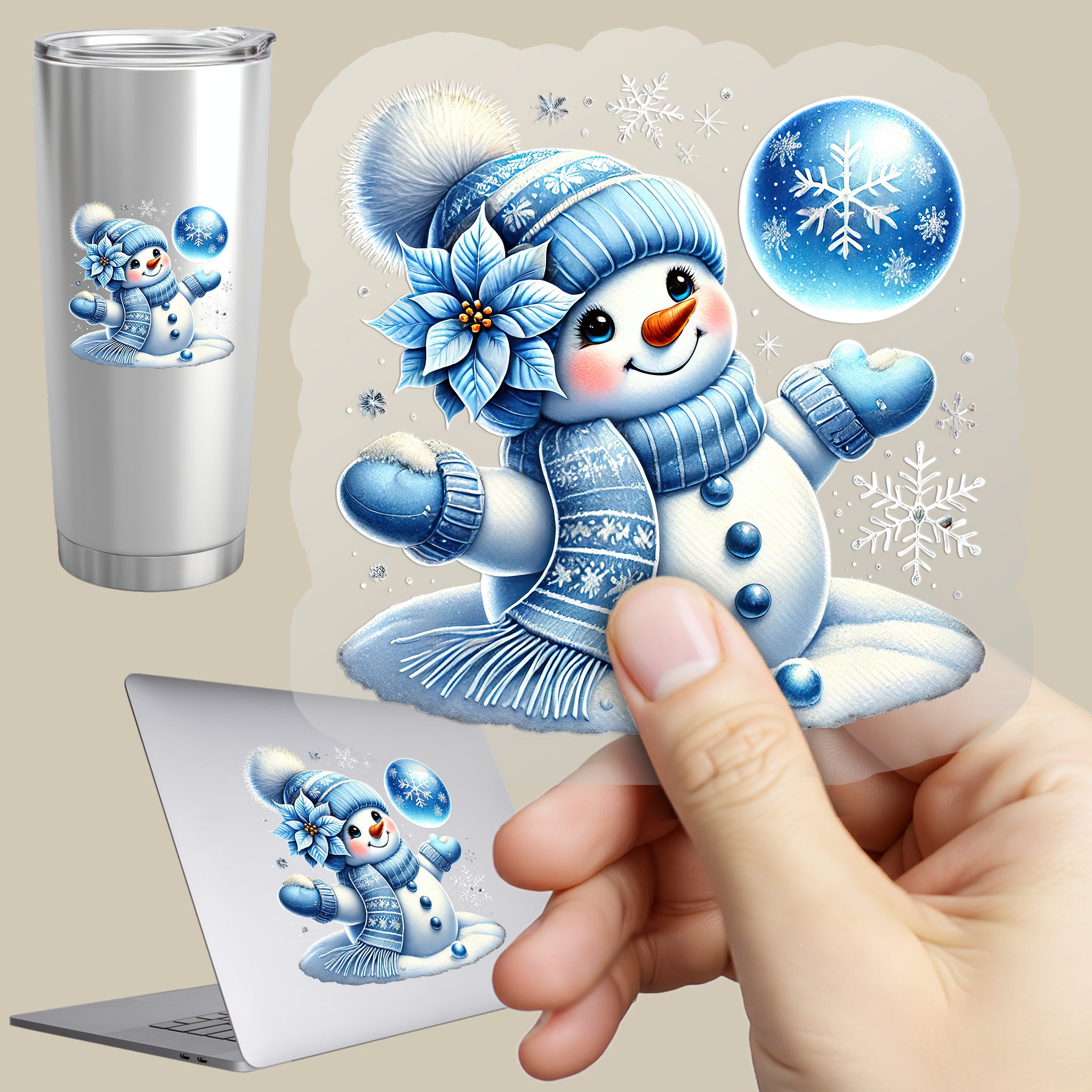 Permanent Sticker Schneemann Frostkugelzauber