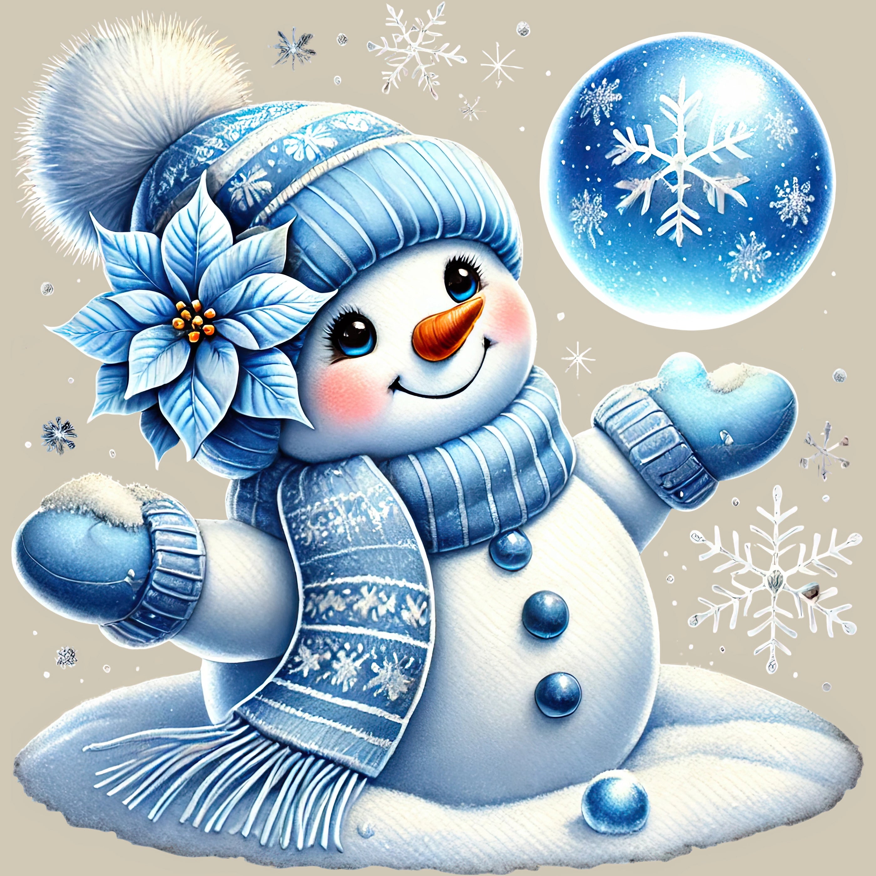 Permanent Sticker Schneemann Frostkugelzauber