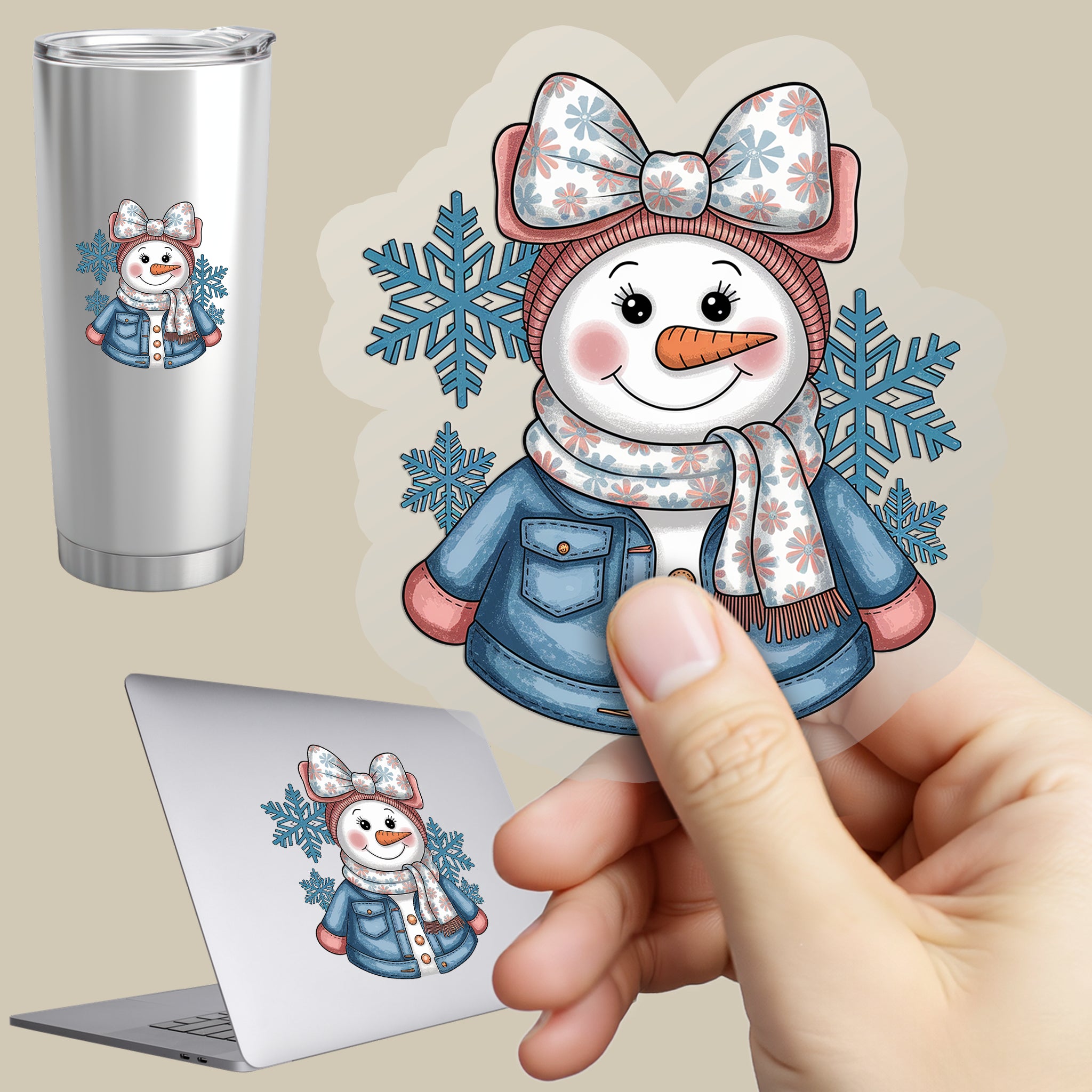Permanent Sticker Schneemann Mädchen Frostcutie