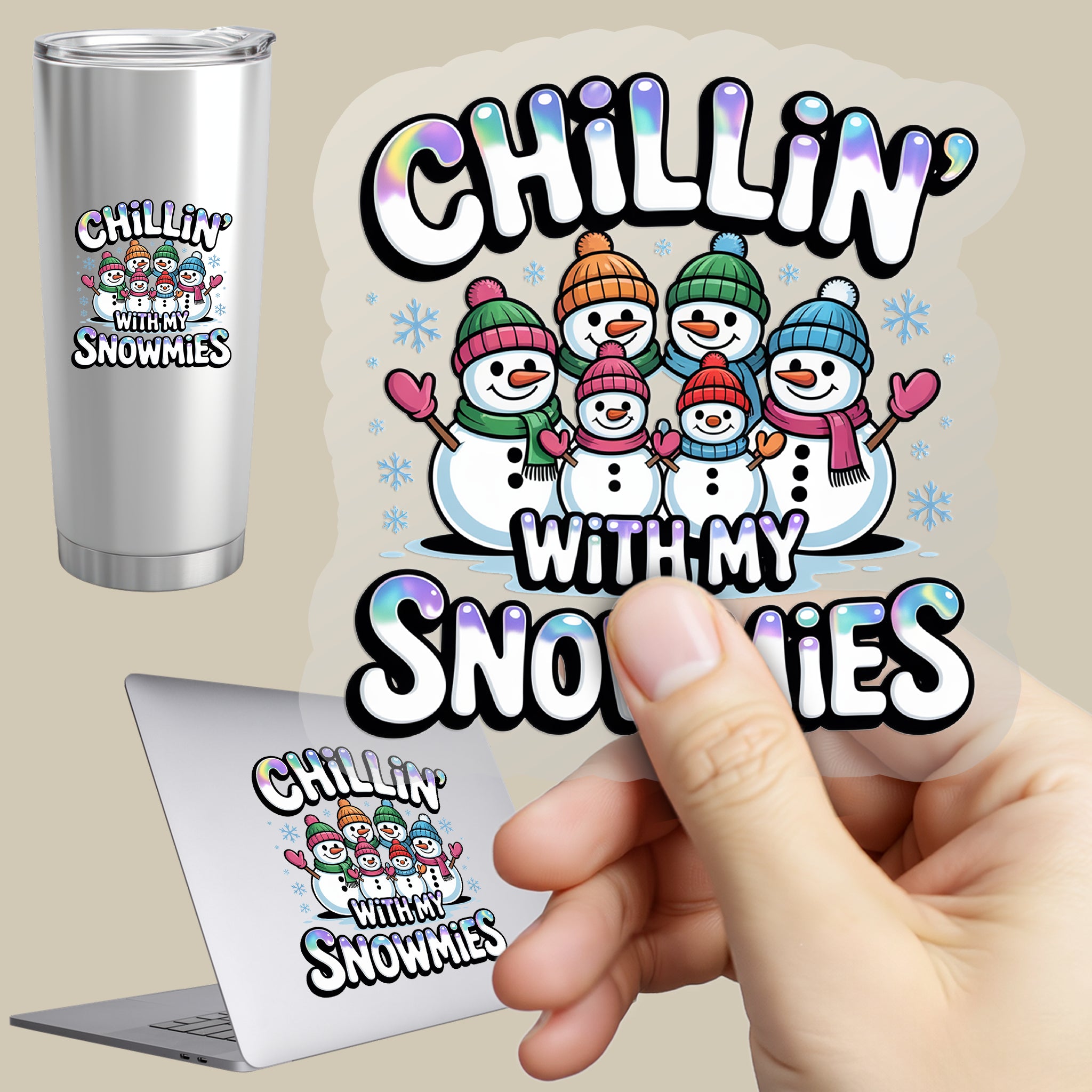 Permanent Sticker Schneemann Snowmies Winterfreude