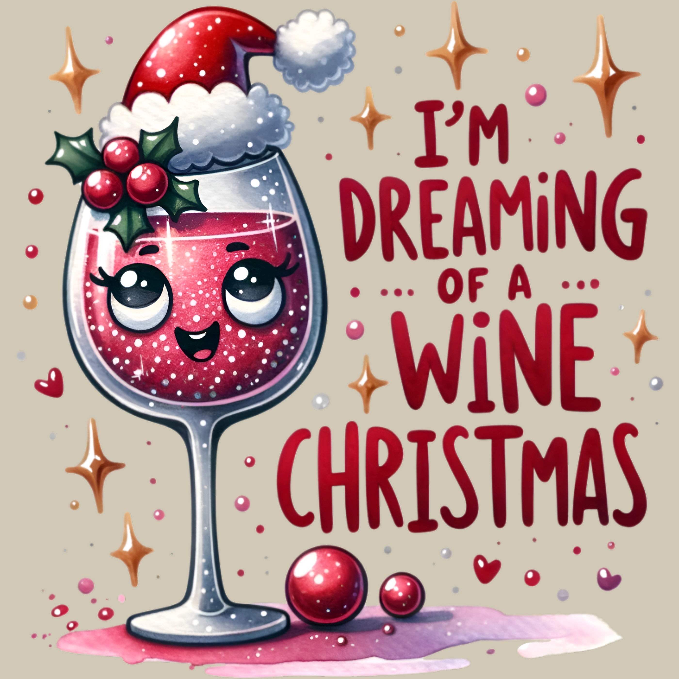 Permanent Sticker Weihnachts Weinglas Cutie