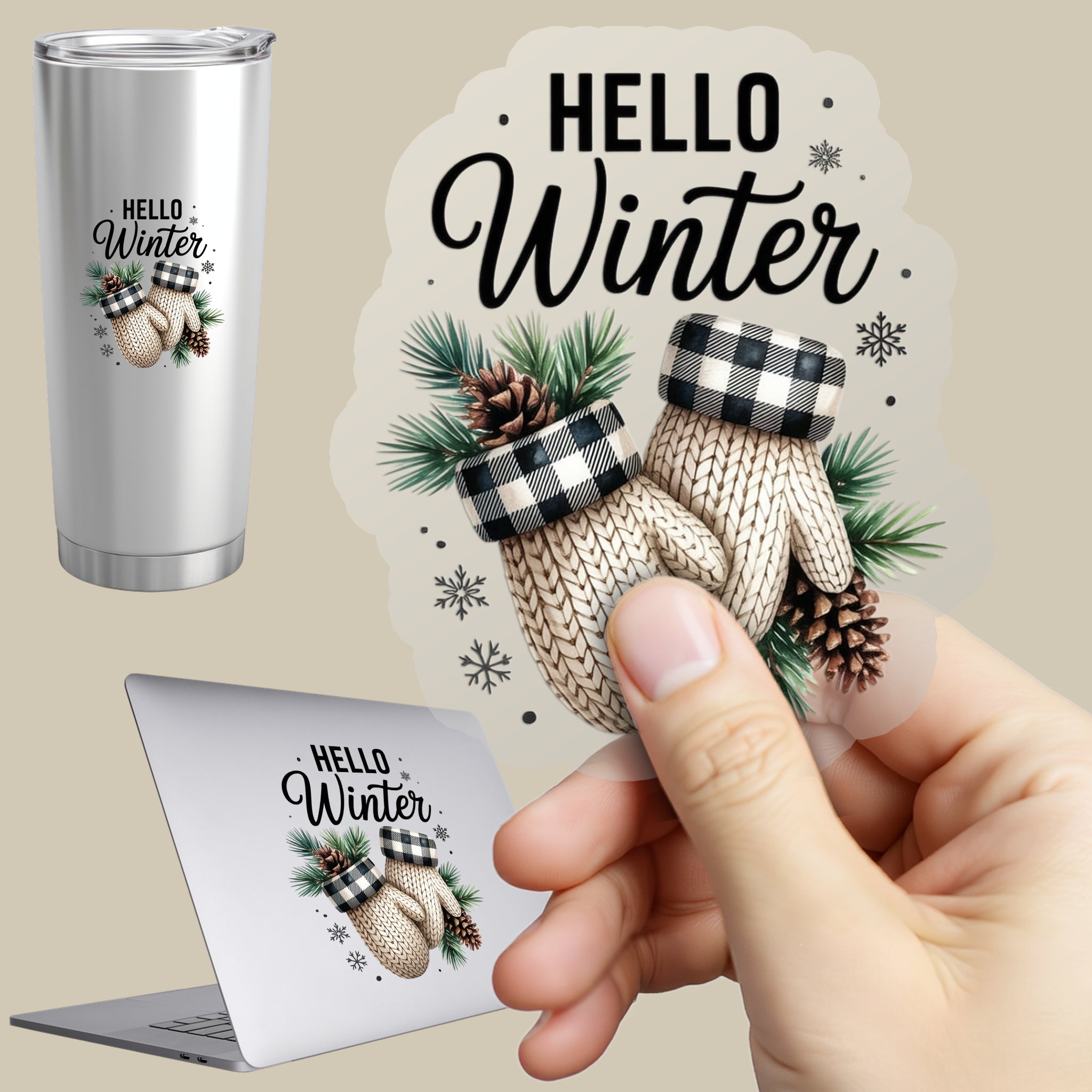 Permanent Sticker Winter Handschuhzauber