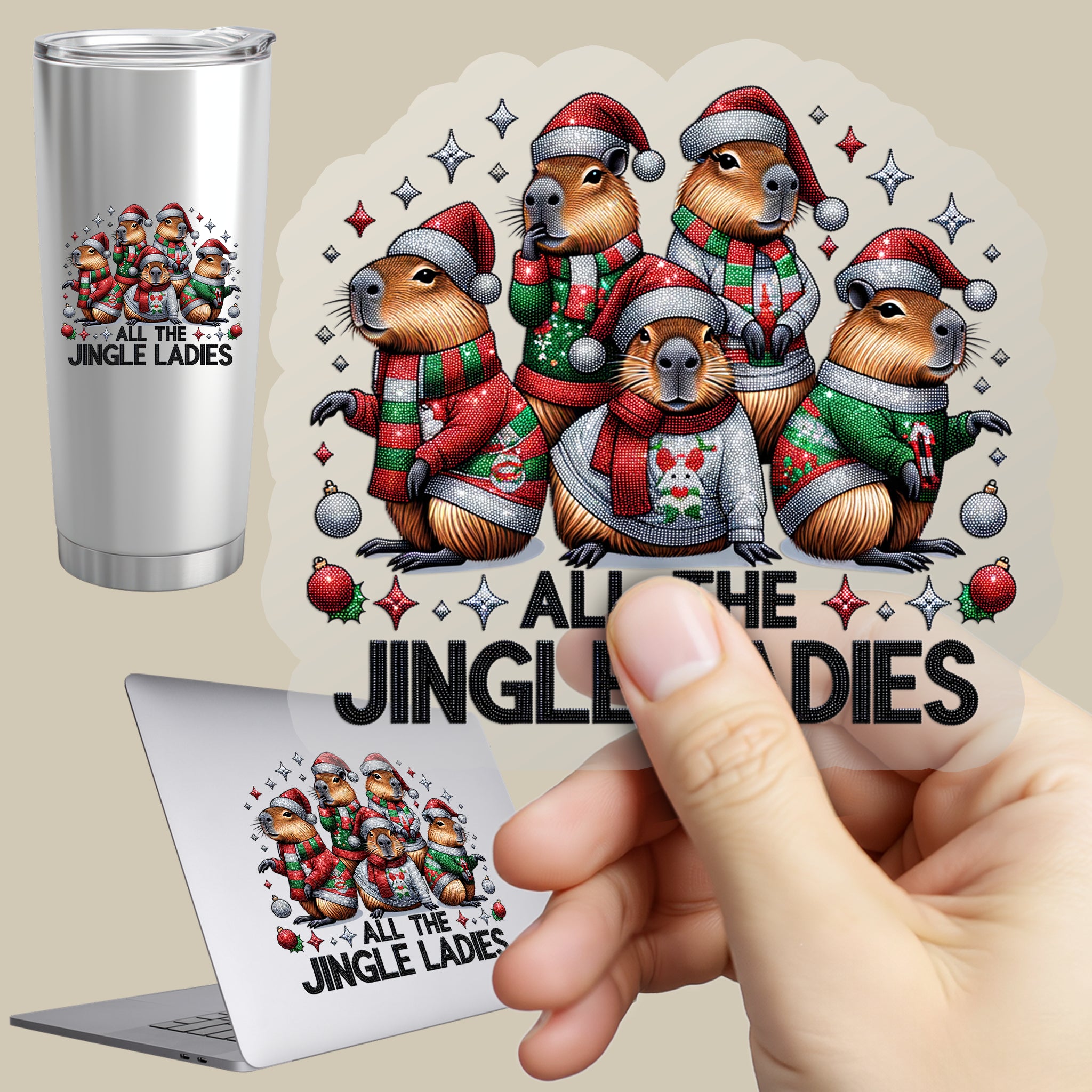 Permanent Sticker All the Jingle Ladies Capybara