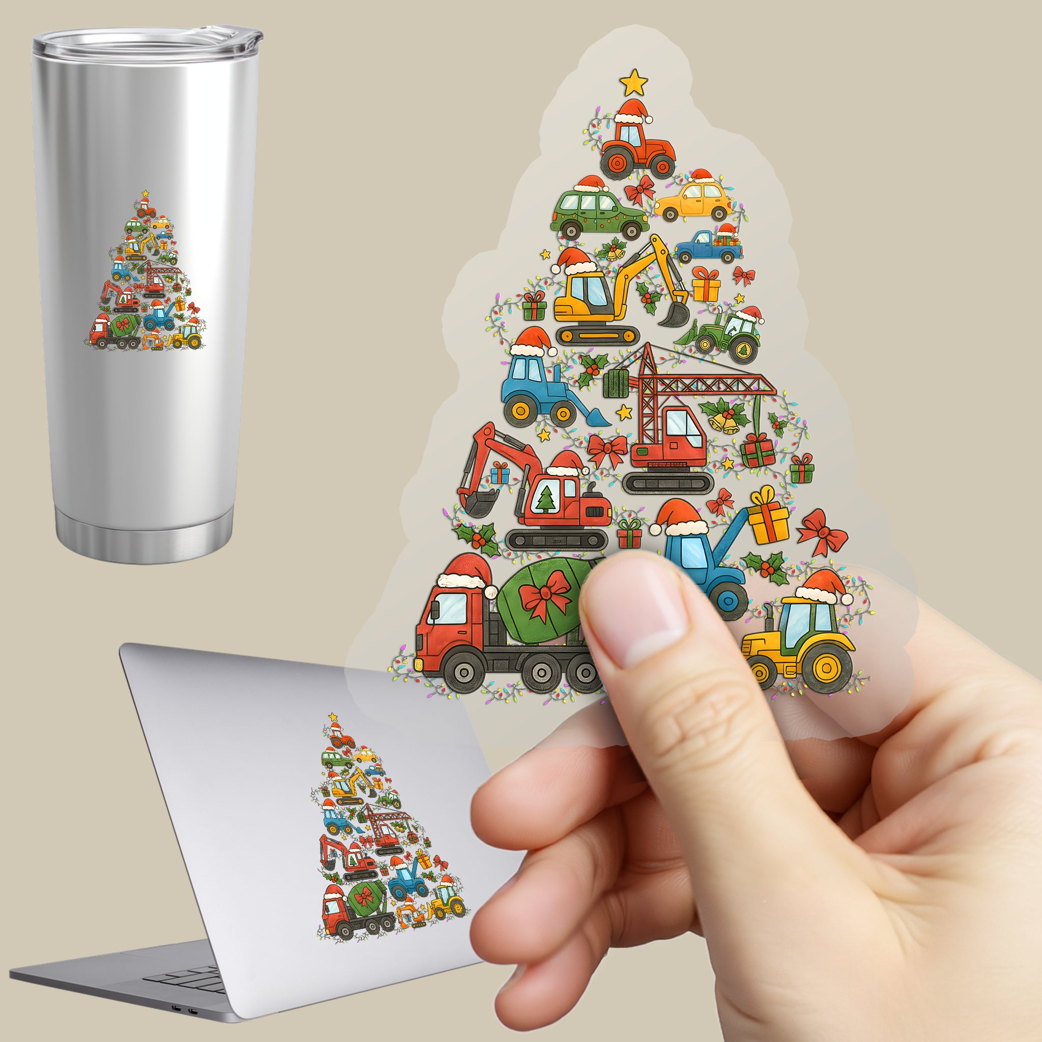 Permanent Sticker Baustellen Weihnachtsbaum