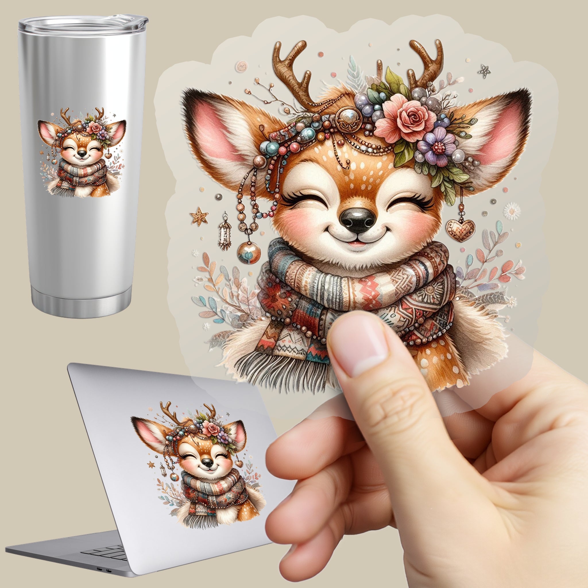 Permanent Sticker Boho Rehkitz Frostelinchen