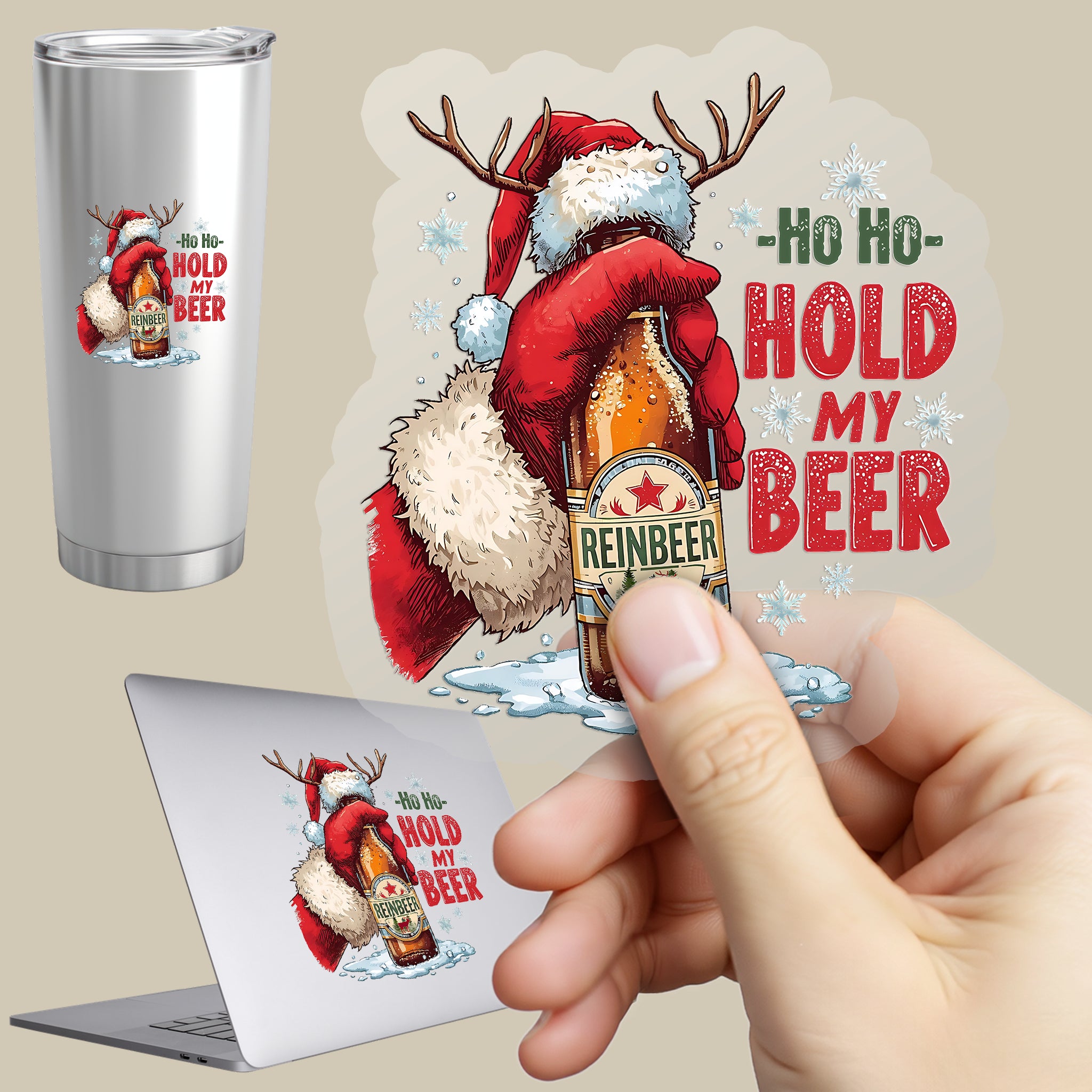 Permanent Sticker Ho Ho HOLD MY BEER