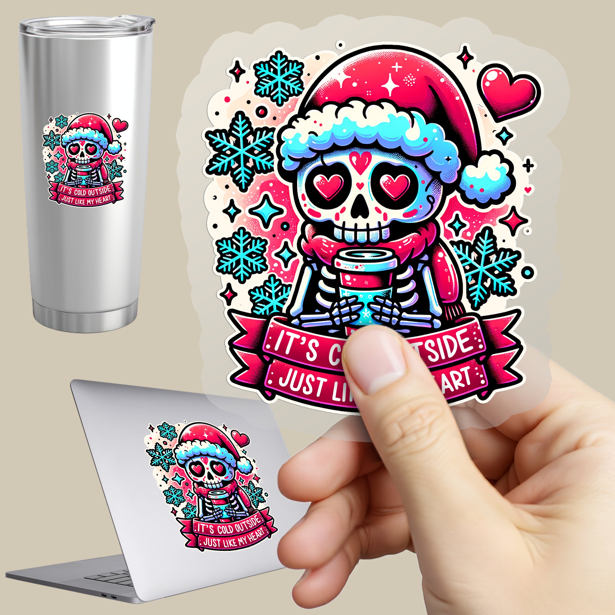 Permanent Sticker its cold outside just like my heart